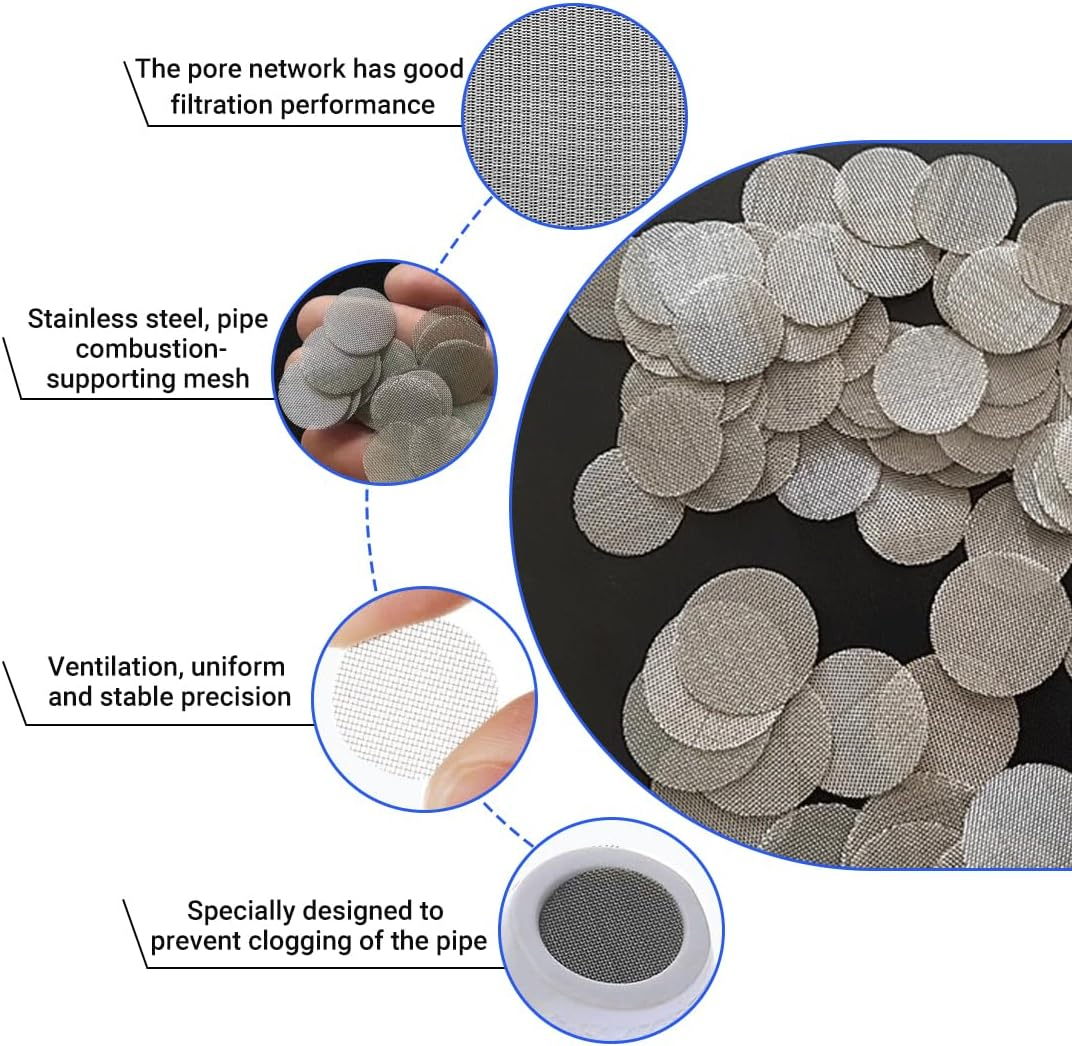 JYNXOR 120 Pieces Pipe Strainer, Bong Sieve 20 Mm, Stainless Steel Pipe Screen Filtering, Coarse Insert, Screens Pipe Filtering, Smoking Pipe Strainer Filter with Storage Box image number 3