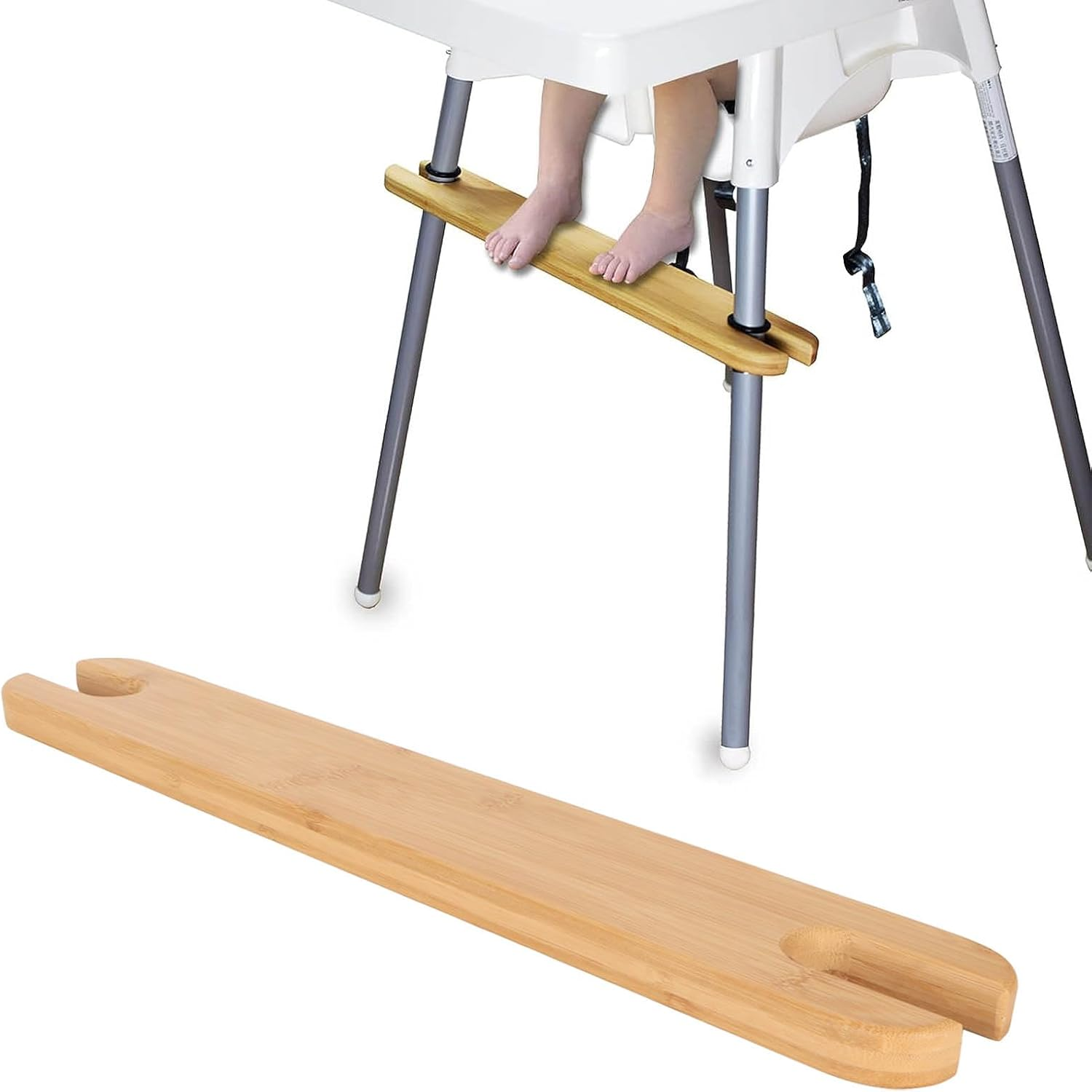 Bamboo High Chair Foot Rest - Adjustable Height, Prevent Slip Baby Highchairs Pedal Bamboo Wooden Footrest High Chair Accessories image number 5