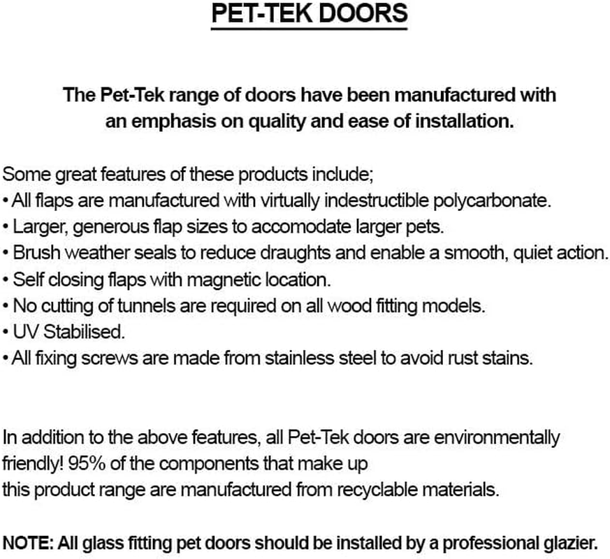 Pet-Tek Glass Fitting Original Cat Door, White