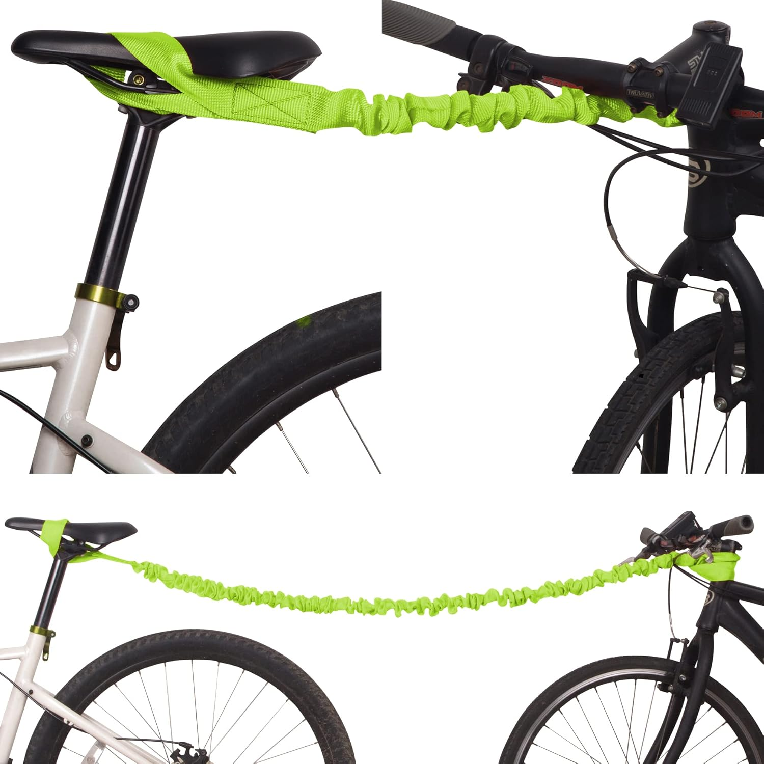 Cibi Bike Bungee Tow Rope - Heavy-Duty Uphill Cyclist Tow Strap with Secure Loops, Stretches 4.6-15 Ft, 4,000 Lbs Resistant - for Small Bikes, MTB & More