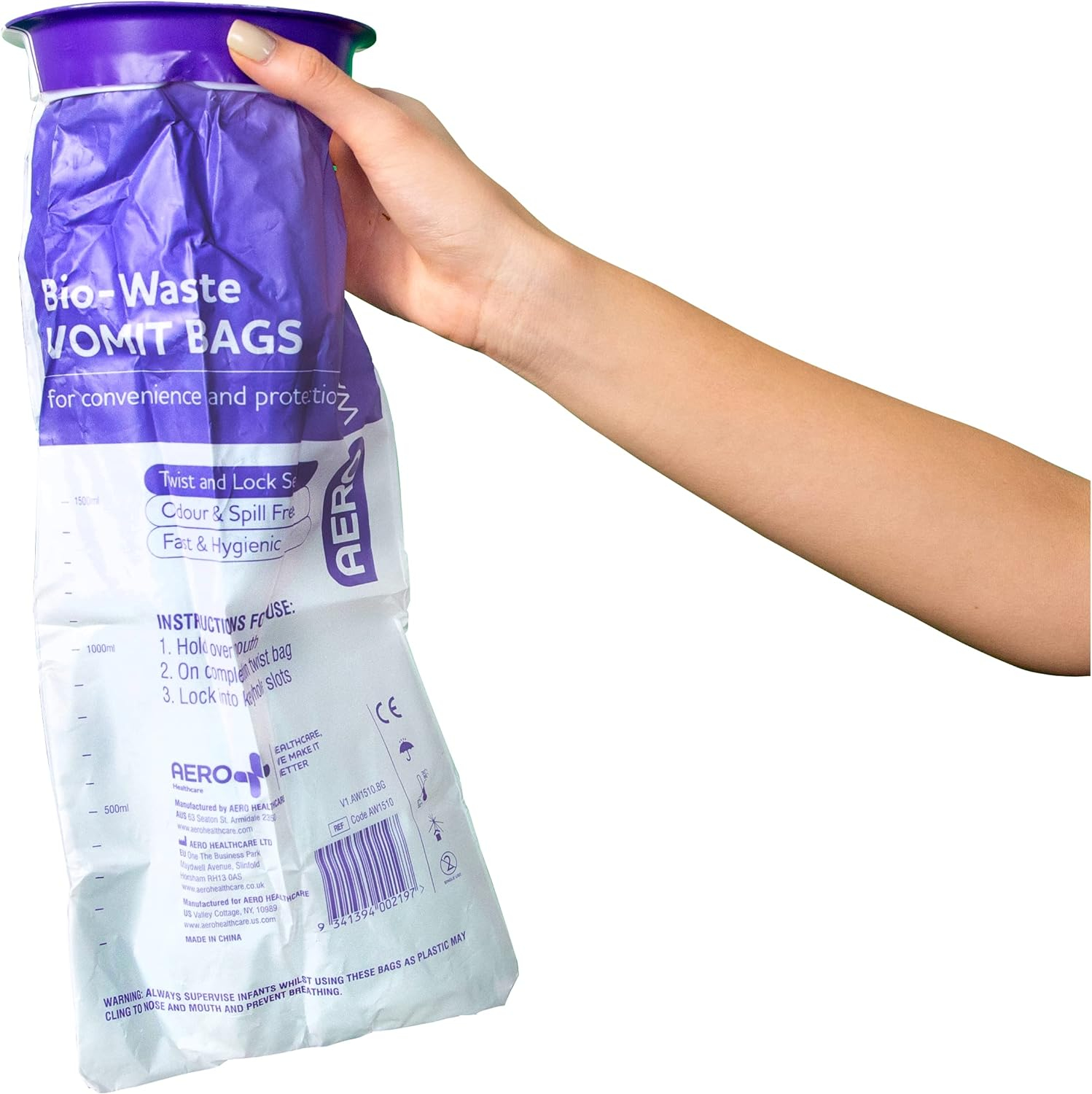 Aero Healthcare Aerowaste Vomit Bag Carton of 50, 50 Count, Pack of 50 image number 1