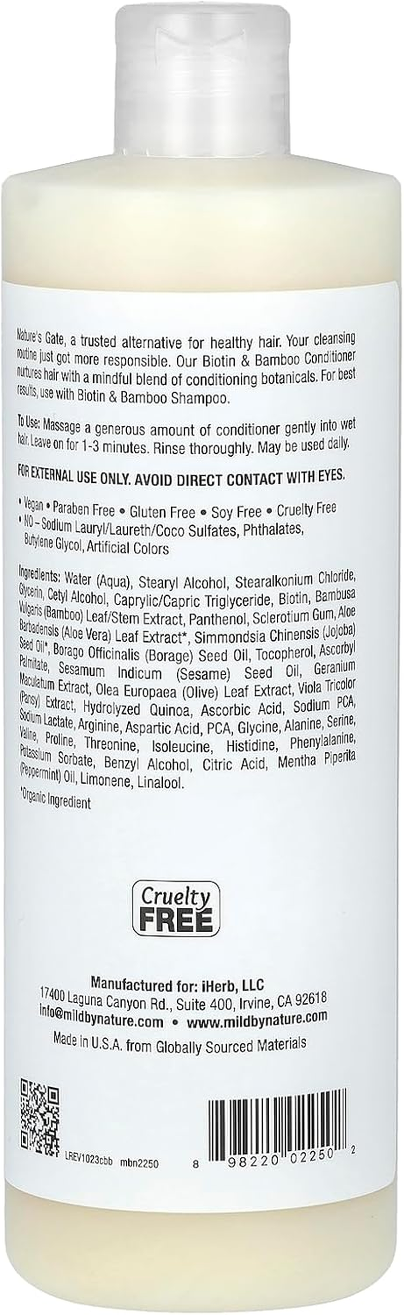 Mild by Nature (Nature'S Gate), Biotin & Bamboo Conditioner for Thin Hair, 16 Fl Oz (473 Ml) image number 2