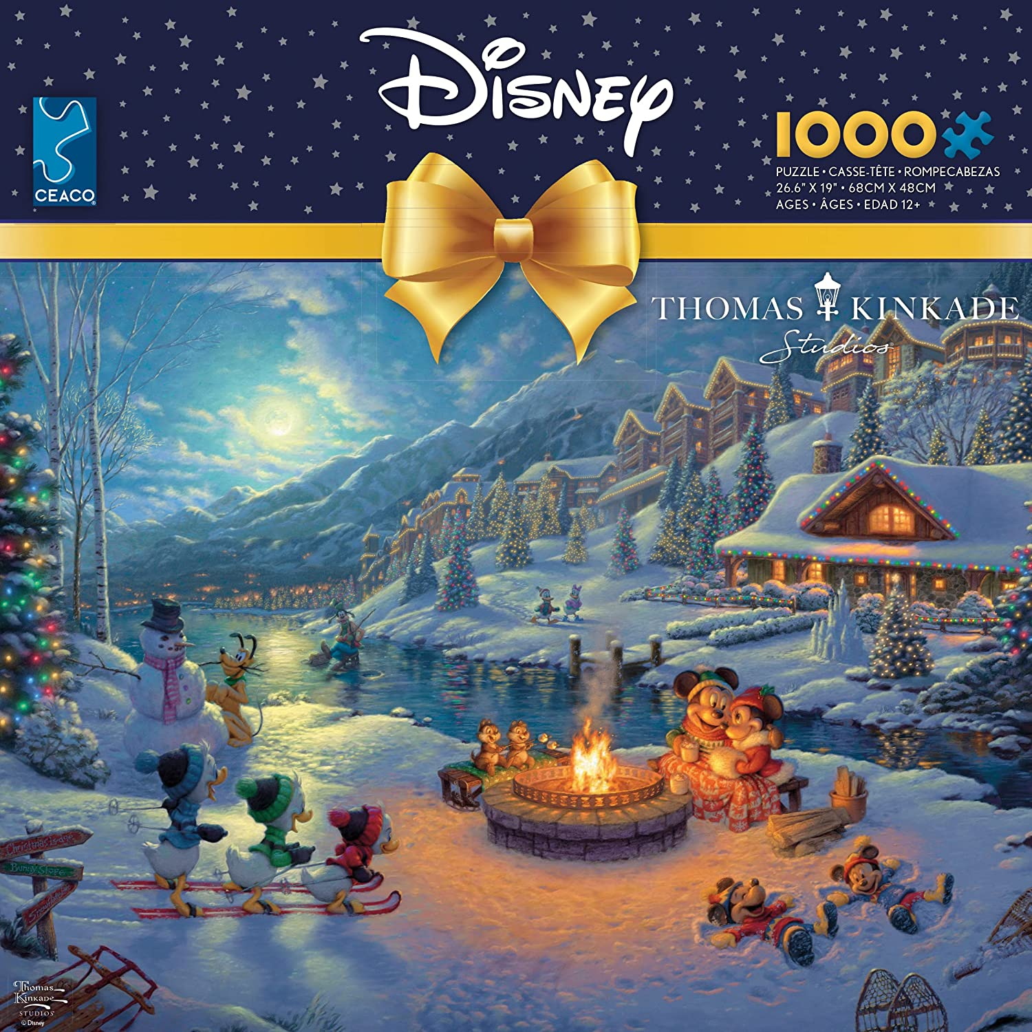 Ceaco - Thomas Kinkade - Disney Dreams Collection - Holiday - Mickey and Minnie Christmas Lodge - 1000 Piece Jigsaw Puzzle image number 3