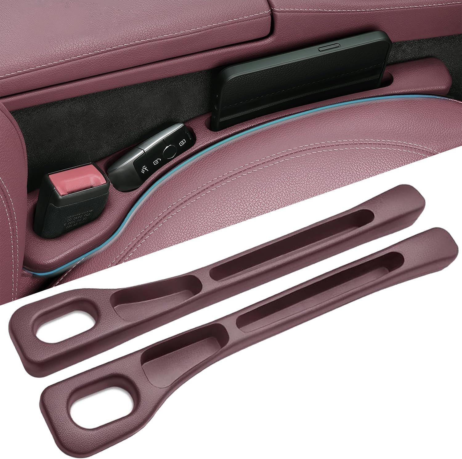 2PCS Car Seat Side Gap Filler, No Drop Seat Guard, 2025 Car Seat Side Gap Filler, Soft Foam Multifunctional Seat Side Gap Filler with Organizer & Hook Function, Seat Gap Fillers for All Cars (Brown) image number 6