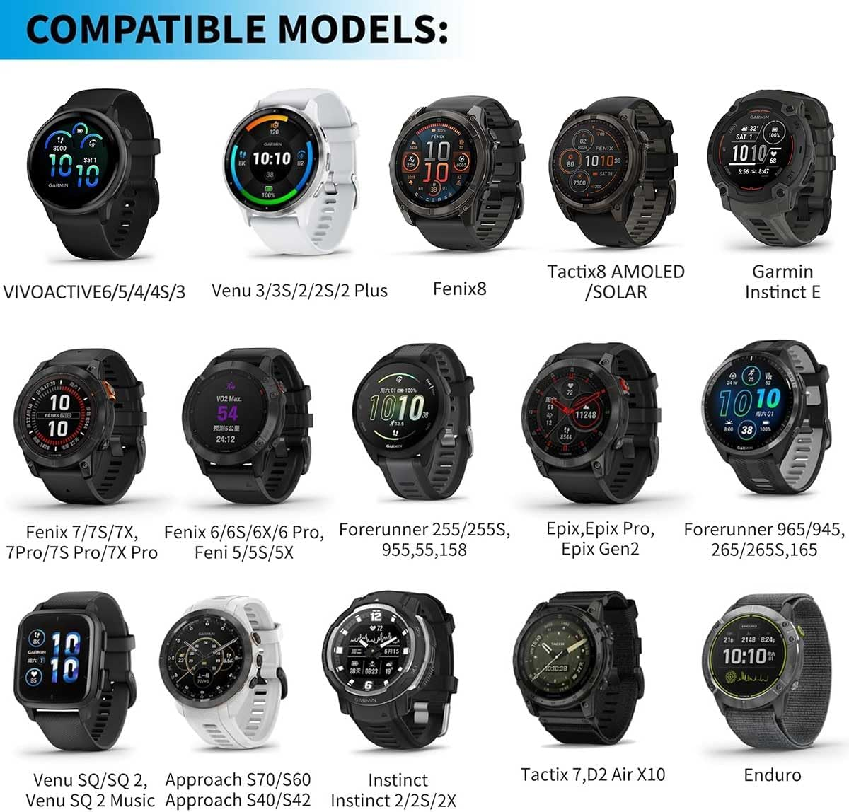 T Tersely USB-A Charging Cable Dock Charger Stand for Garmin Vivoactive 6/5/4/3, 1M for Garmin Tactix8 Amoled/Solar Venu 3/3S/Instinct Fenix 7 7S 7X 6 6S 6X/5 5S 5X/Forerunner 955 265 265S (Black) - Black image number 5