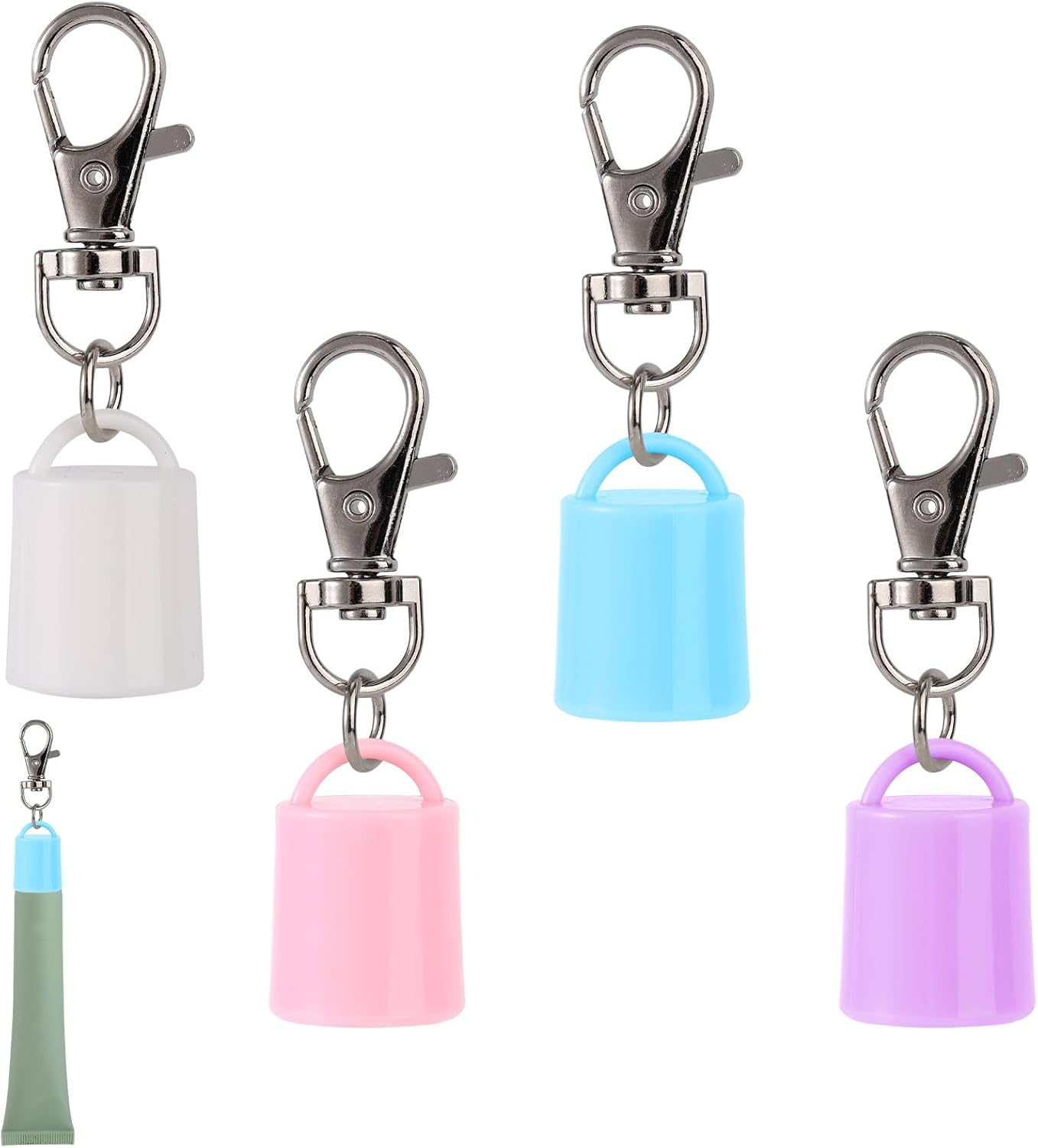 4Pcs Lip Balm Keychain Caps for Summer Fridays 0.5 Oz, Creative Lipgloss Holder Keychains Practical Portable Lip Gloss Replacement Caps (White)