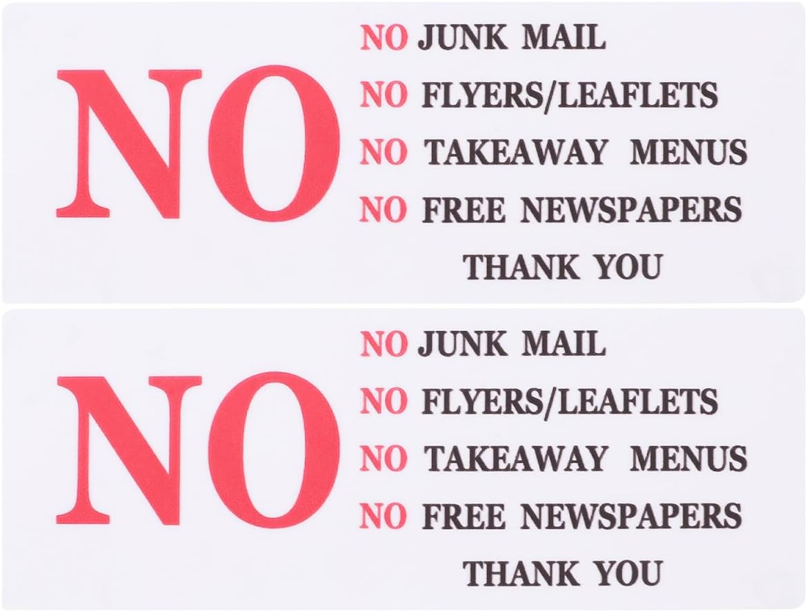 Angoily 2PCS No Junk Mail Sticker for Mailbox Durable Outdoor Decal Message Mailbox Sign for Home and Business No Flyers Sticker, No Advertising Material Sticker image number 2