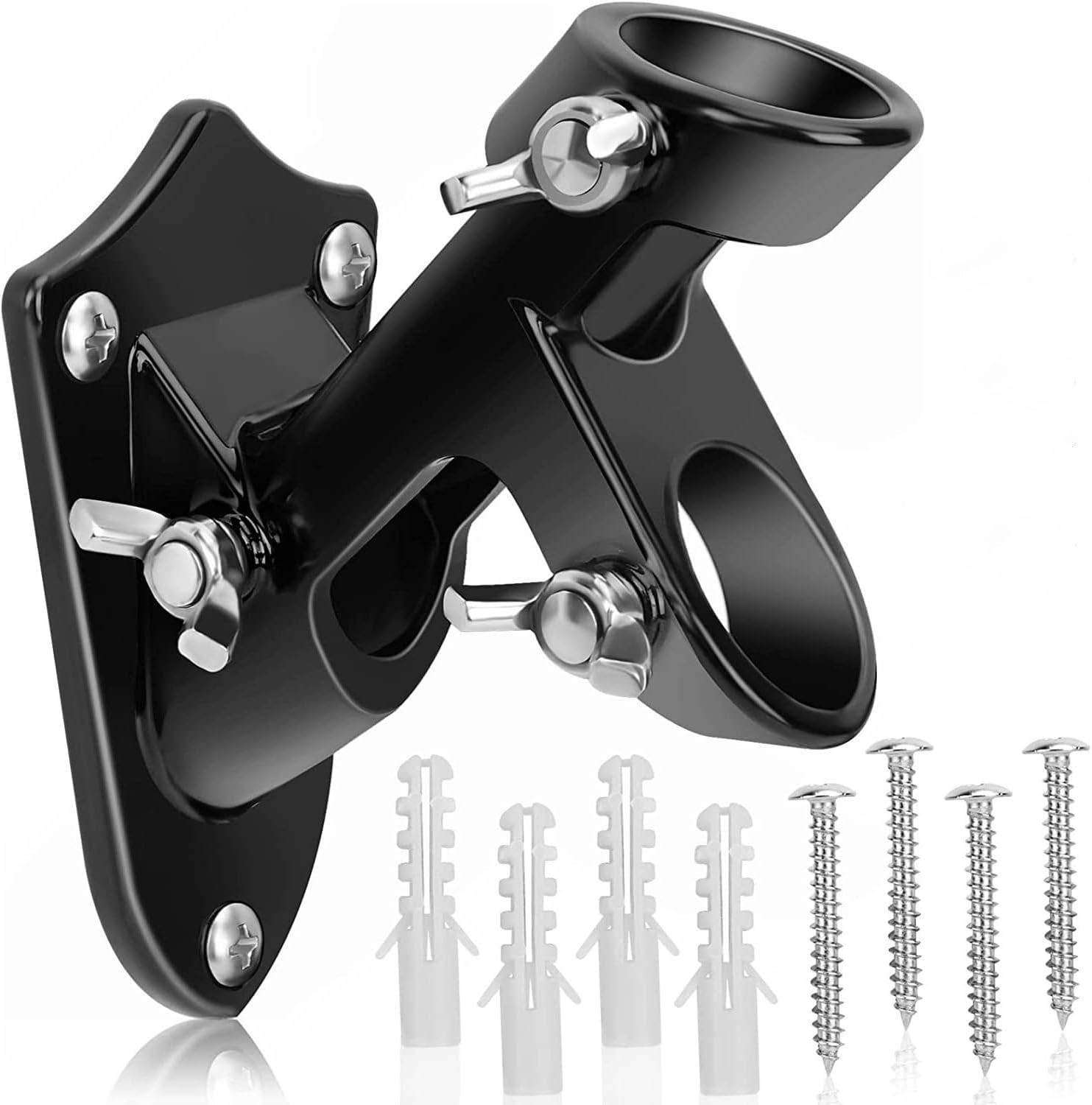 Flag Pole Holder, outside House Flag Pole Bracket, Heavy Duty Metal Flag Mount, Aluminum Alloy Mounting Brackets, Outdoor Flag Holder- Strong Rust Free (Black-1 Pack) image number 5