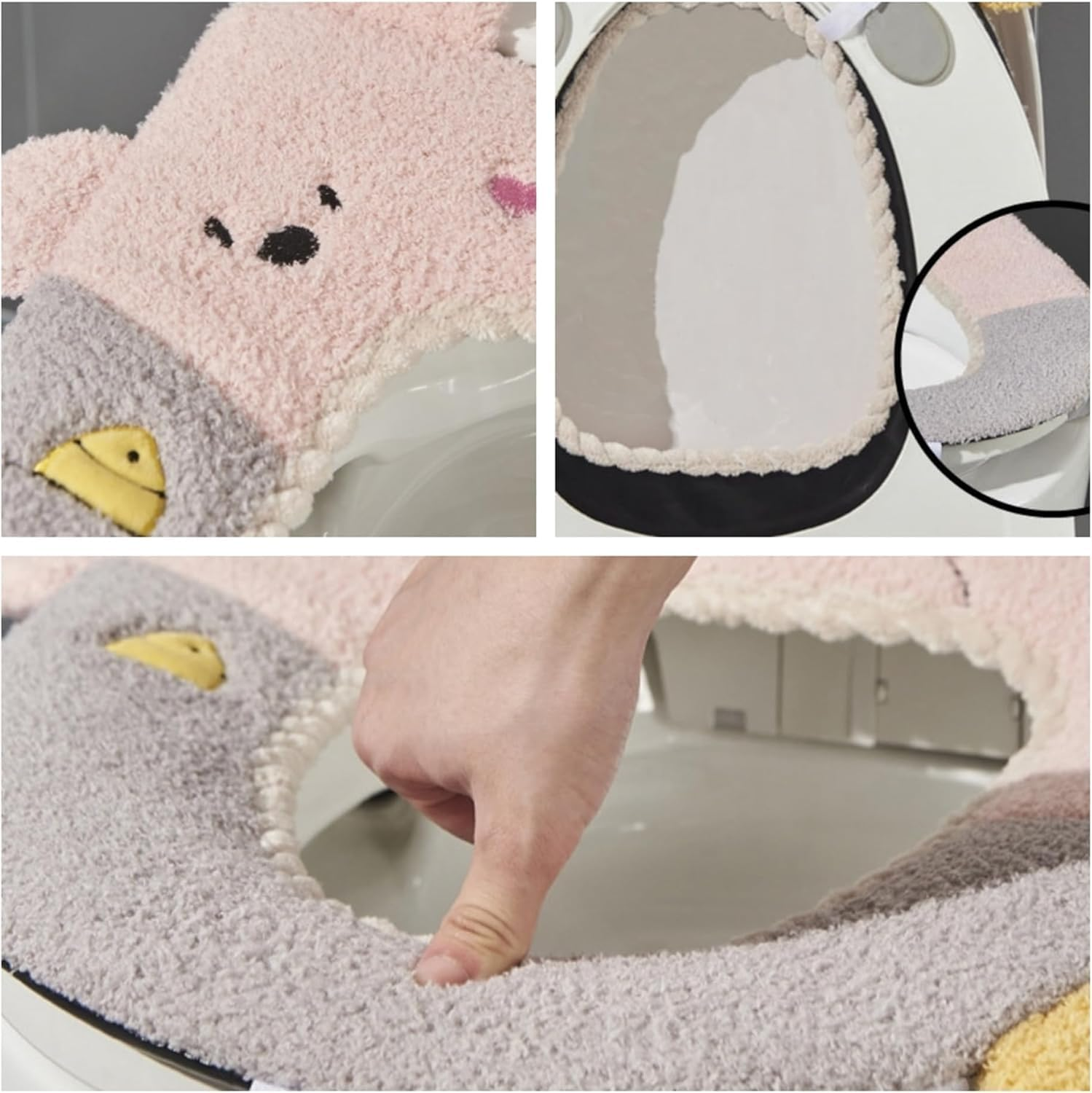 Thicken Toilet Seat Cover Cushion Pads Soft Warm Toilet Seat Covers Bathroom Toilet Seat Cover Mat Universal (Pink, One Size)