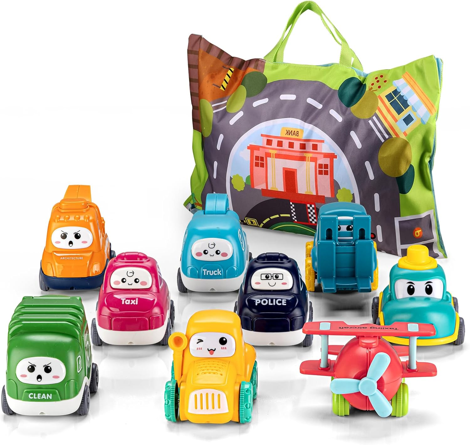 ALASOU 9 PCS Baby Cranes Car Toys with Playmat/Storage Bag|1St Birthday Gifts Toddler Age 1-2|Baby Toys for 1 2 Year Old Boy|1 2 Year Old Boy Birthday Gift Infant Toddlers image number 4