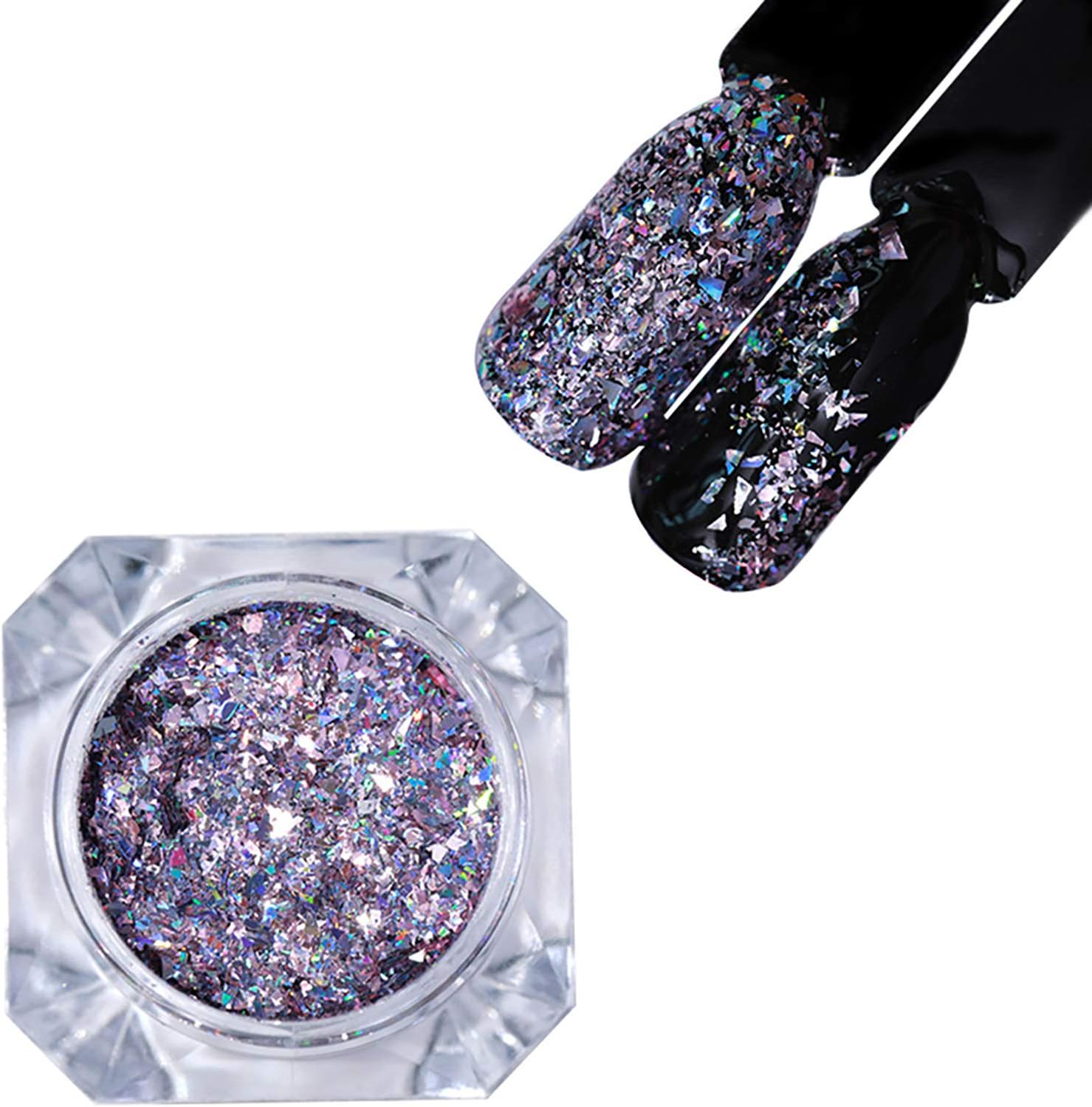 5 Boxes Metallic Pigment Manicure Mirror Powder Iridescent Mirror Flour Nail Glitter Sequins image number 2