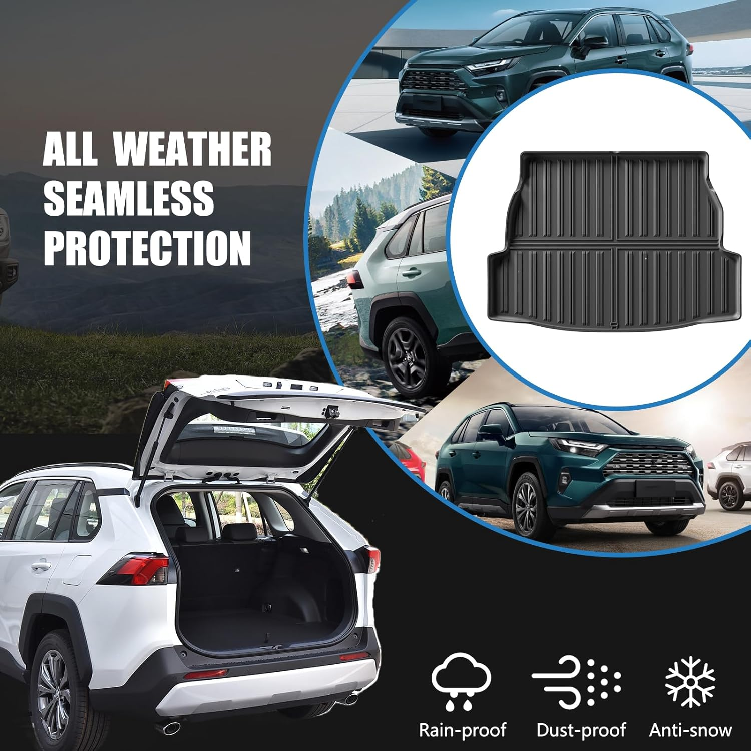 CMPCTR Cargo Mat Boot Liner for Toyota Rav4 2019-2024 TPE Cargo Liner Heavy Duty Cargo Trunk Mat Luggage Tray Interior Accessories image number 1