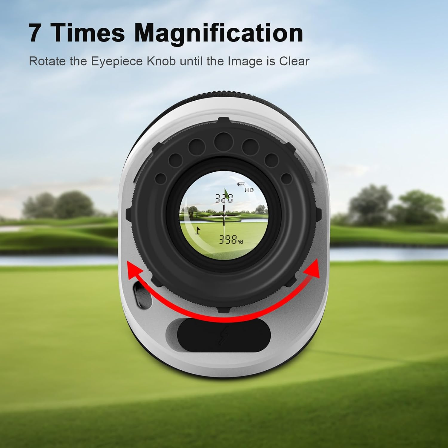 1200 Yards Mini Range Finder Golf Rangefinder HDLCD 7X Magnification with Slope Laser Distance Rangefinder for Men Women Junior Rechargeable Flag Pole Locked with Vibration Angle Measurement image number 4