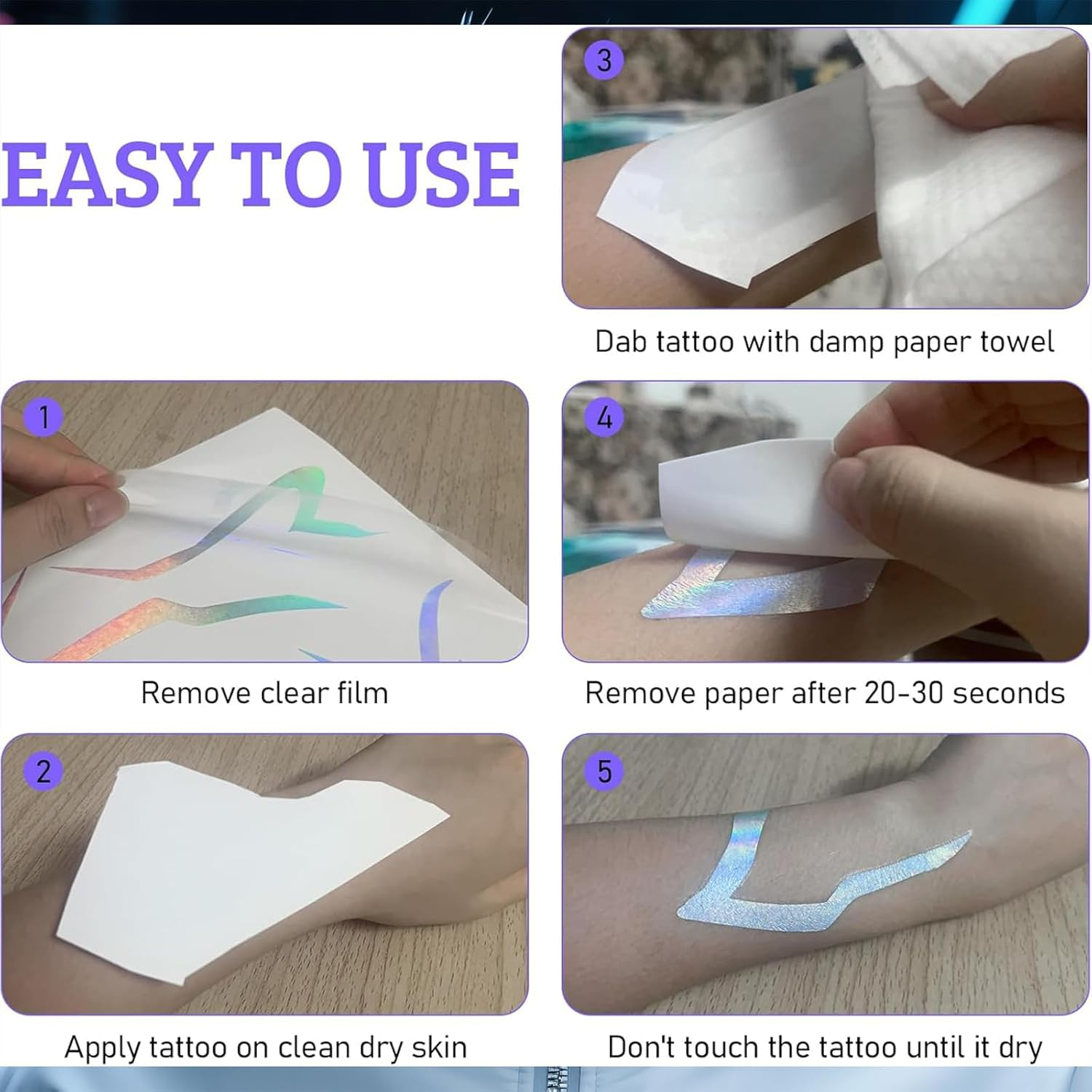 4 Sheets Rumi Stickers, Full Body Temporary Tattoos Set, Waterproof Fake Tattoos for Arm Neck Leg, Cosplay Costume Party Accessories (Type 1)