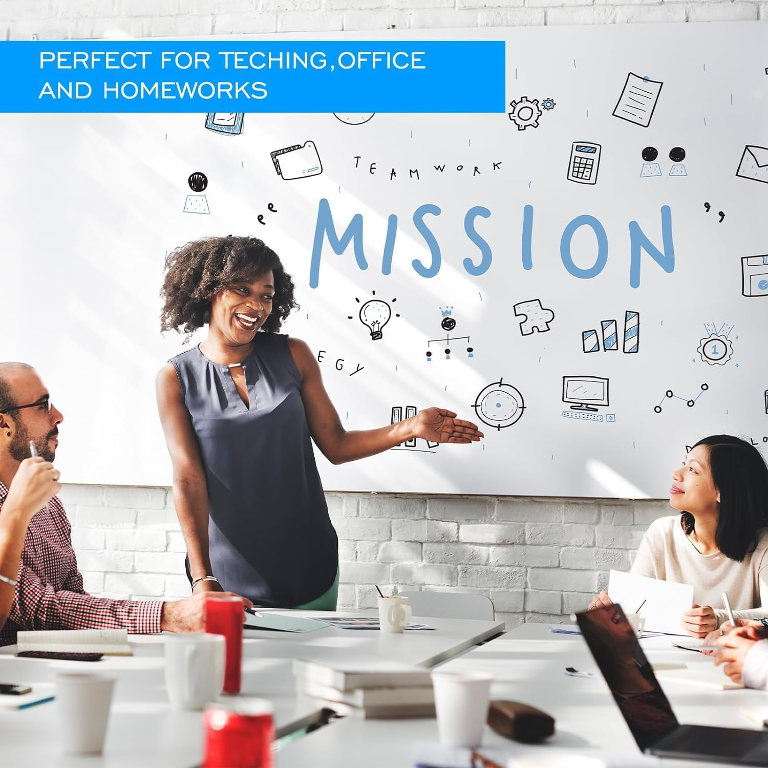 Whiteboard, Self-Adhesive Magnetic Whiteboard, Magnetic Dry Erase White Board, Trimmable Large White Board for School/Home/Office with Erasable Pen, Eraser, Magnetic Nail, Box (90 * 120CM)