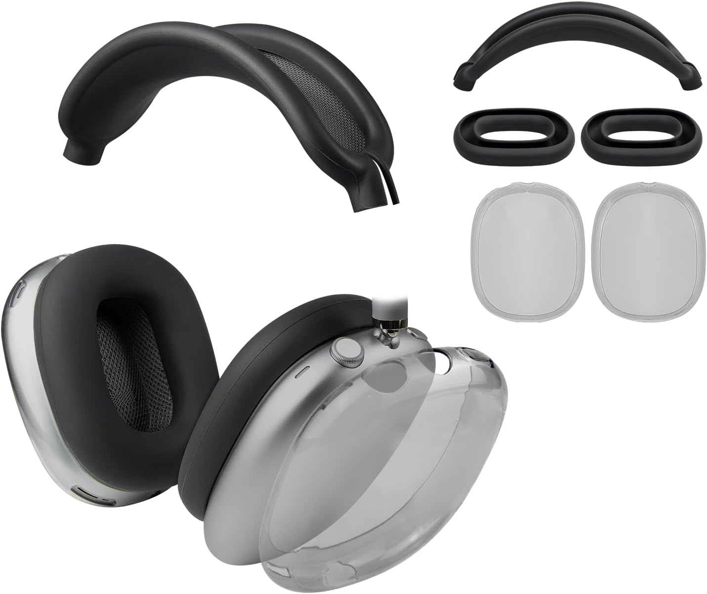 SOULWIT Protective Kit for Airpods Max, Headband Cover + TPU Case Protector + Silicone Ear Pads Cover, Sweatproof Accessory, Easily Washable, Anti-Scratch (Green)