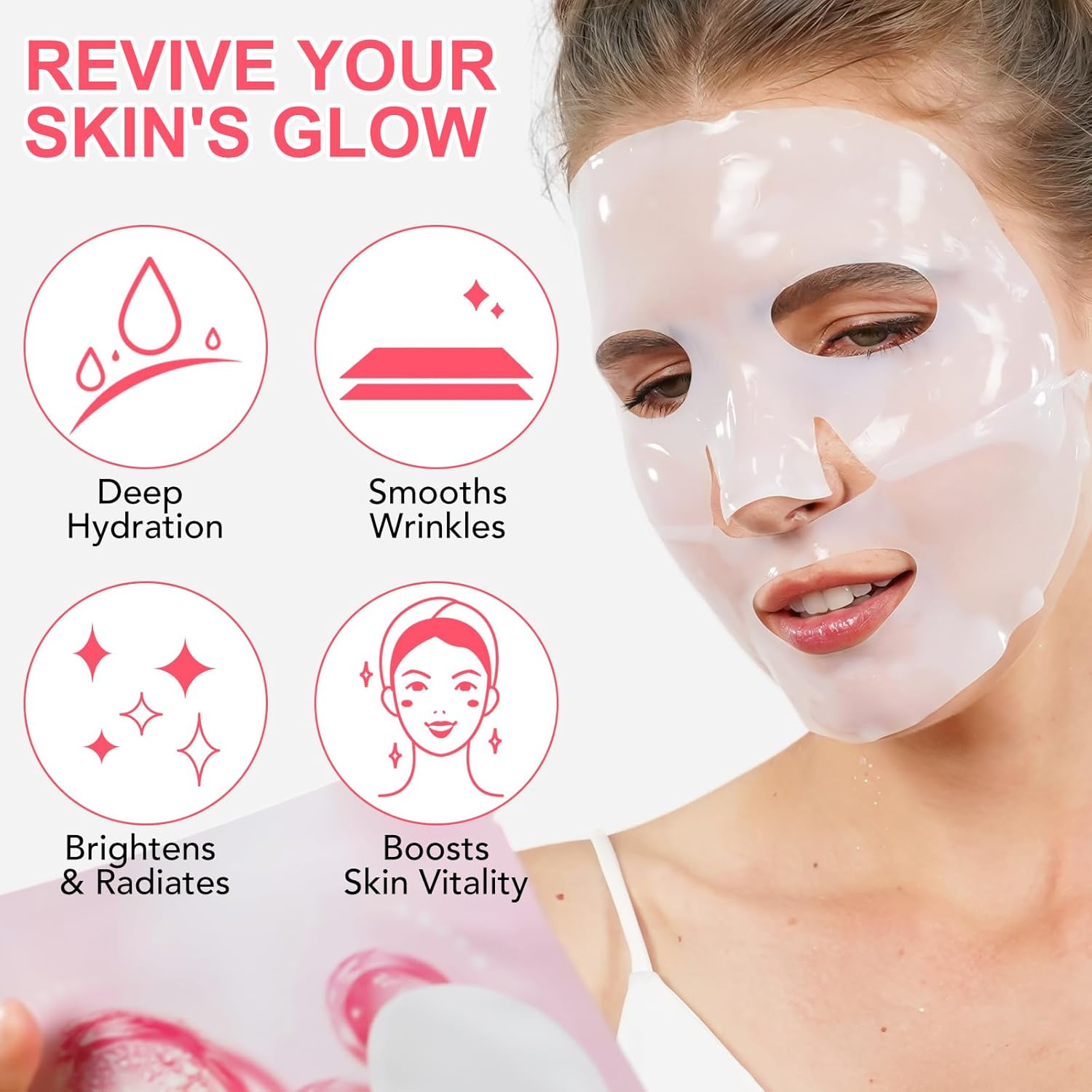 Bio-Collagen Real Deep Mask, Hydrating Overnight Mask, Pore Minimizing, Collagen Overnight Mask for Hydrate, Brighten, Shrink Pores, Soothe, Repair, Korean Face Mask, 4PCS image number 1