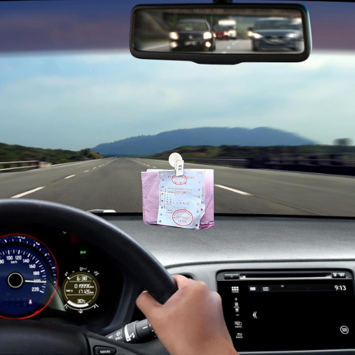 Car Parking Ticker Holder,Invoice Ticket Folder, Parking Permit Holder, Parking Ticket Holder | 2 Card Clamp, Bill Clip, Auto Interior Accessories, Suction Cup Fridge, Car, Home - White image number 3