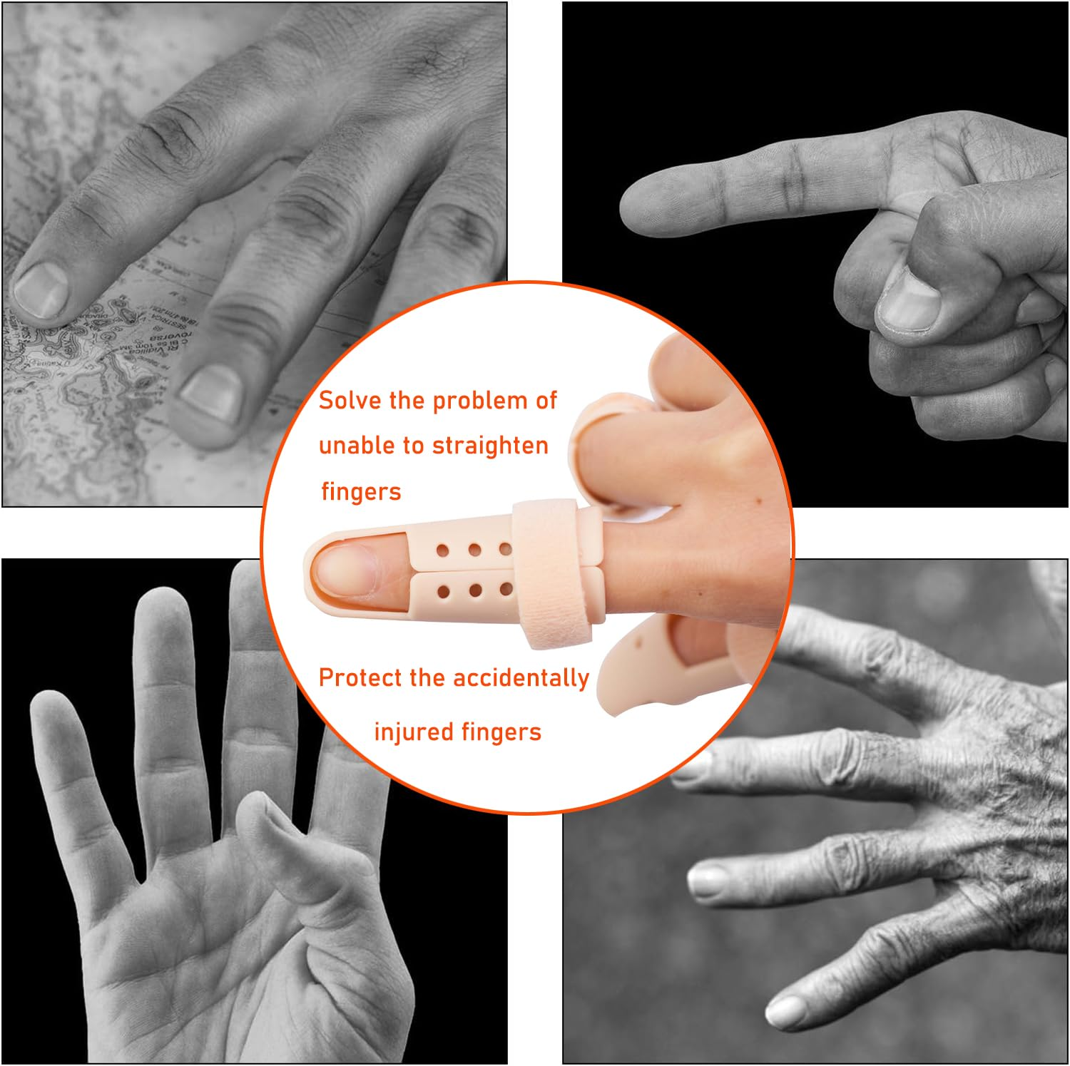 5Pieces Finger Splints for Mallet Finger and Arthritis, Adjustable Support Brace for Finger, Thumb Straightening (Beige, 5 Sizes) image number 5