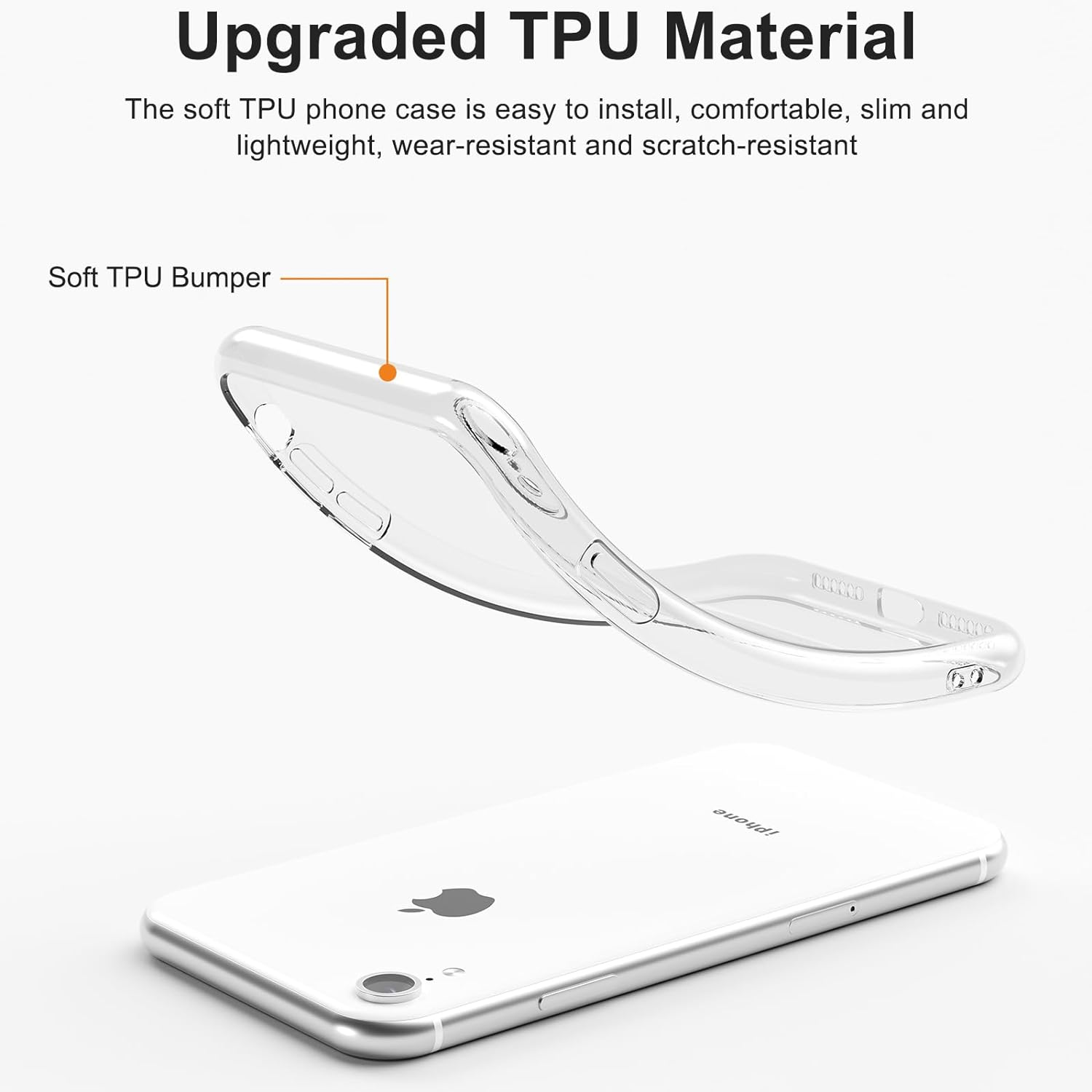 [2 Pack] Compatible with Iphone XR Case, Soft Silicone Slim Full-Body Protective Cover for Iphone XR Phone Case (Clear+Clear) image number 2