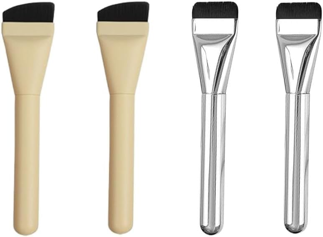 Flat Foundation Makeup Brush Set, 4 Pieces Thin Liquid Foundation Brush,Flat Lightweight Concealer Thin Liquid Foundation Application for Women and Girls