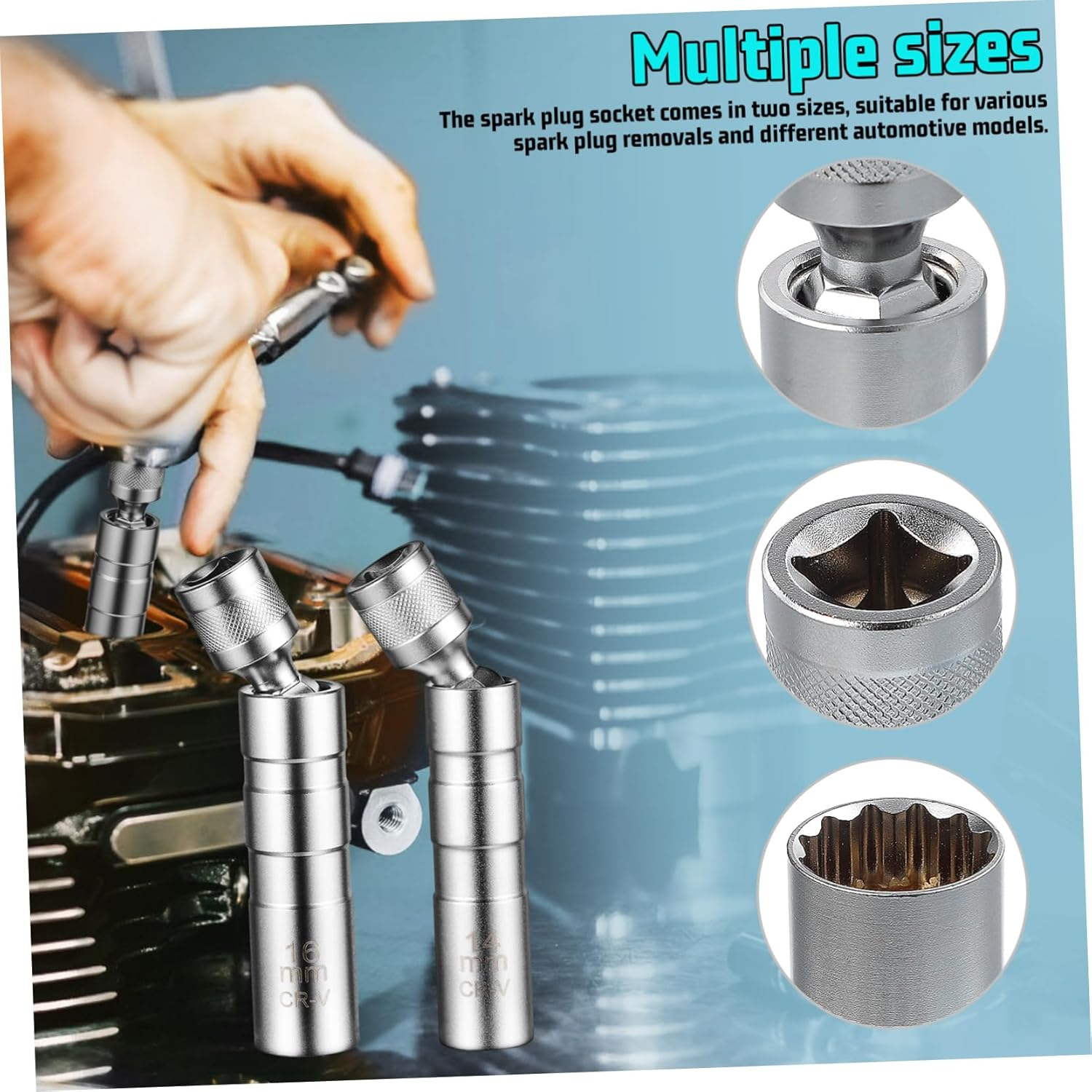 VINTORKY Spark Plug Remover Tool 2 Pcs Sockets Steel Socket Automotive Accessory