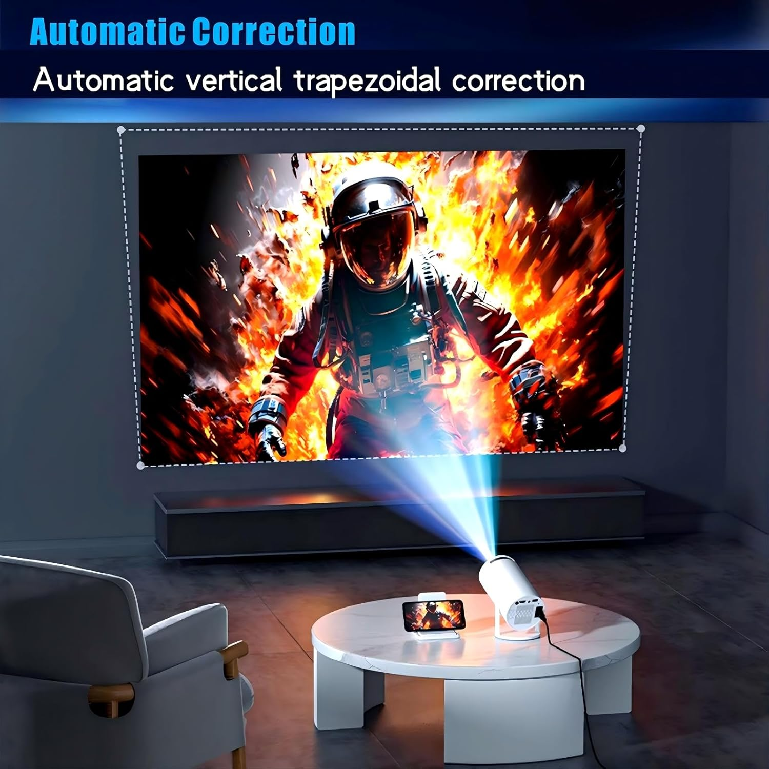 Mini Projector 1080P 4K Support with Wifi 6 & Two-Way Bluetooth 5.2, Portable HY300 Pro+ Smart Projector Manual Focus, 180&deg; Rotatable, Movie Home Bedroom Outdoor Projector for Phone, Laptop, PC, Black - White image number 6