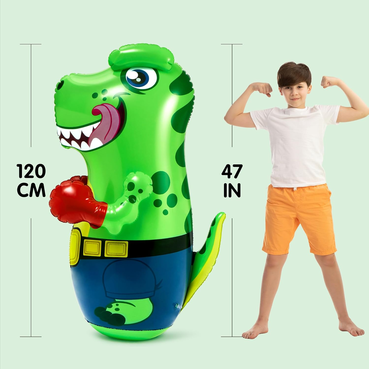 JOYIN Inflatable T-Rex Dinosaur Bopper 47 Inches, Bop Bag Inflatable Punching Toy, Kids Punching Bag with Bounce-Back Action image number 2