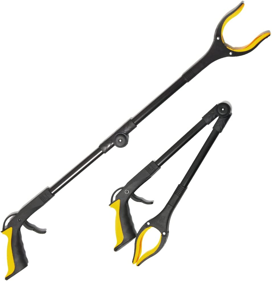 Fish Tank Accessories - 31" Aquarium Tweezers Grabber for Aquarium Landscaping Decoration Grab and Place Garbage Cleanup Foldable Gripper Multi-Function Mobility Aid Reaching Assist Tool(Blue)