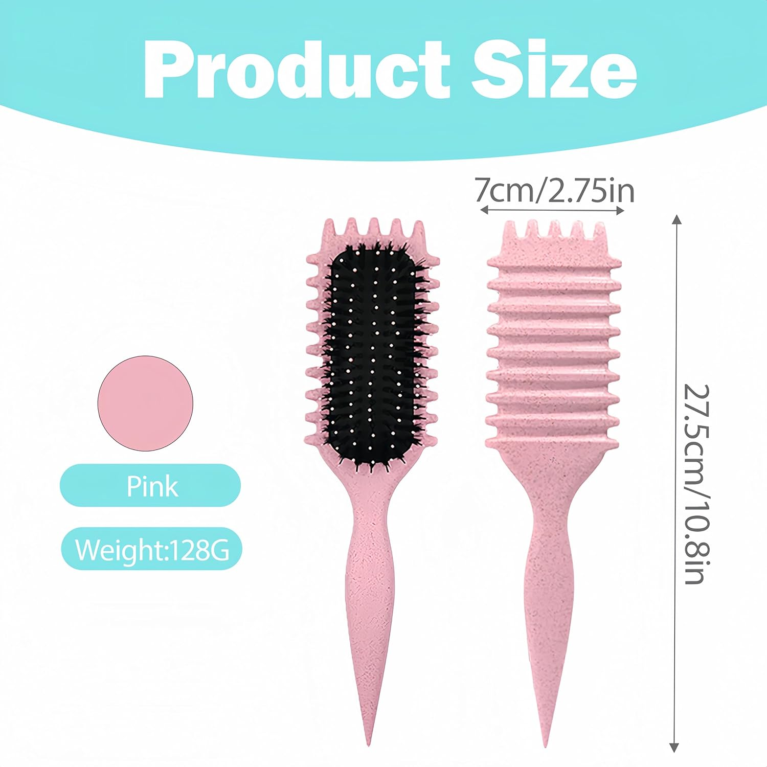 Curly Hair Brush - Detangling Styling for Men Women, Reduces Frizz Breakage, Curl Brush for All Hair Types (Pink) image number 1