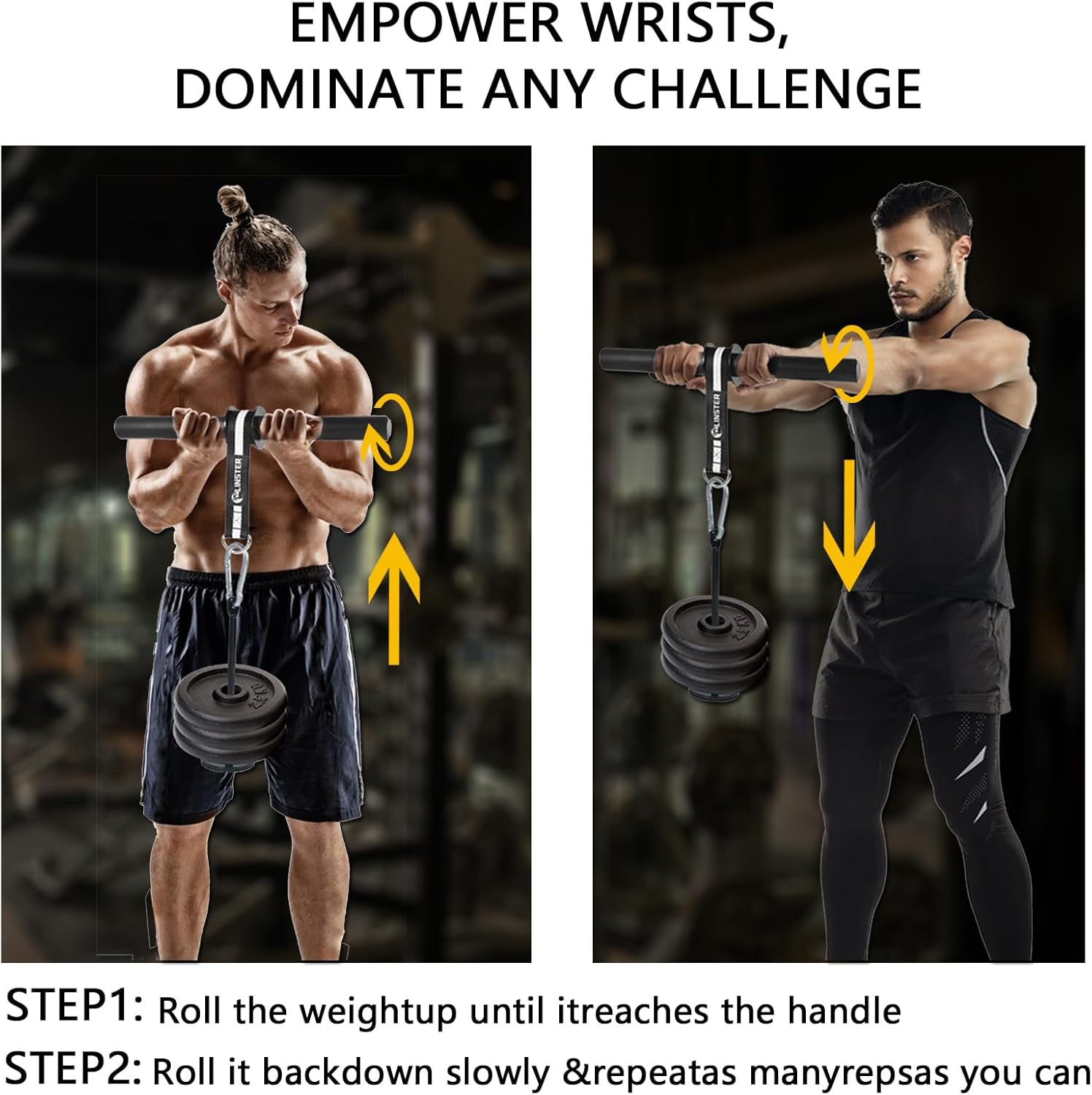 Wrist and Forearm Blaster, Wrist Roller & Forearm Roller for Training with Ultra Strong Nylon Webbing, Arm Strength Training Fitness Equipment Anti-Slip Home Gym Workout image number 2