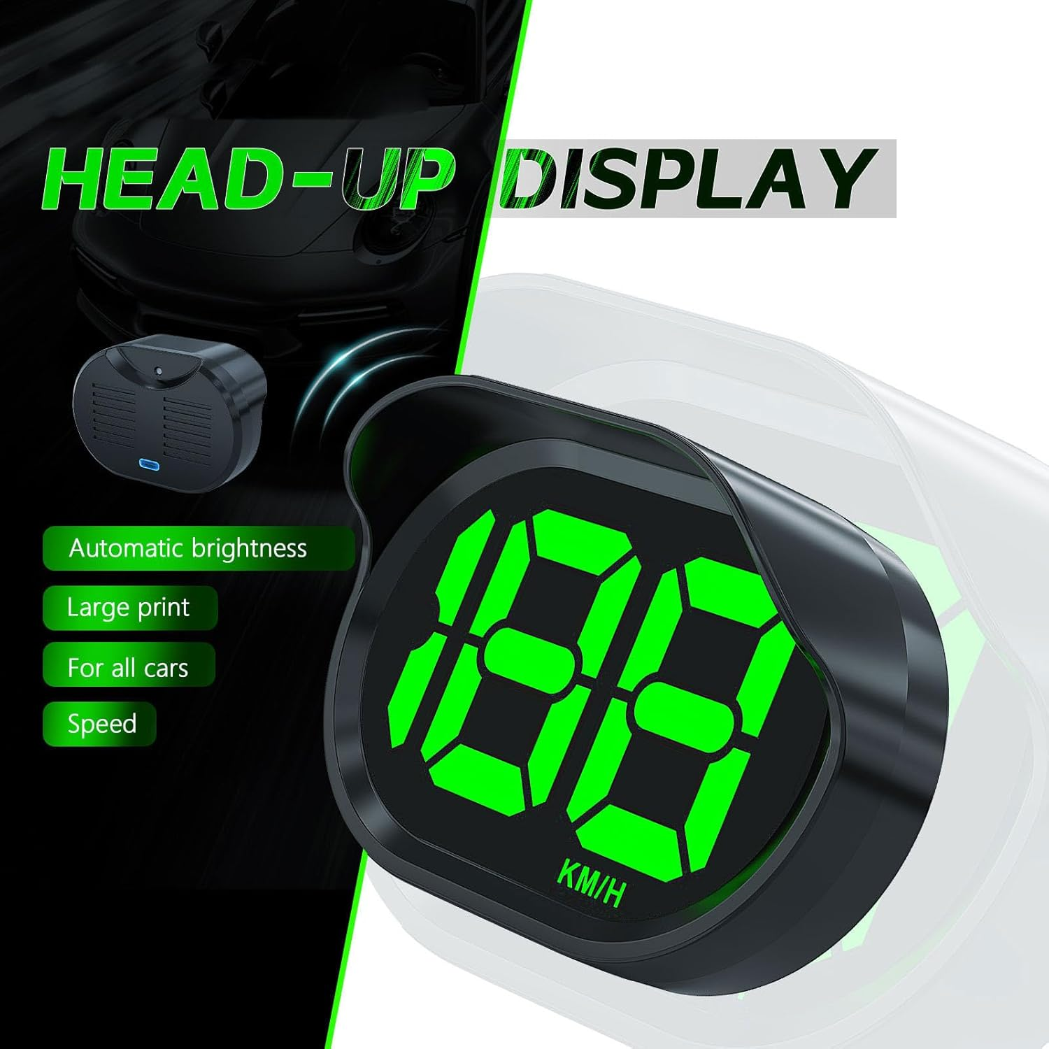 GPS Car HUD Digital Speedometer with LED Display - Universal Head up Display for Cars, Trucks, Suvs, Golf Carts - Plug & Play Car Accessories image number 2