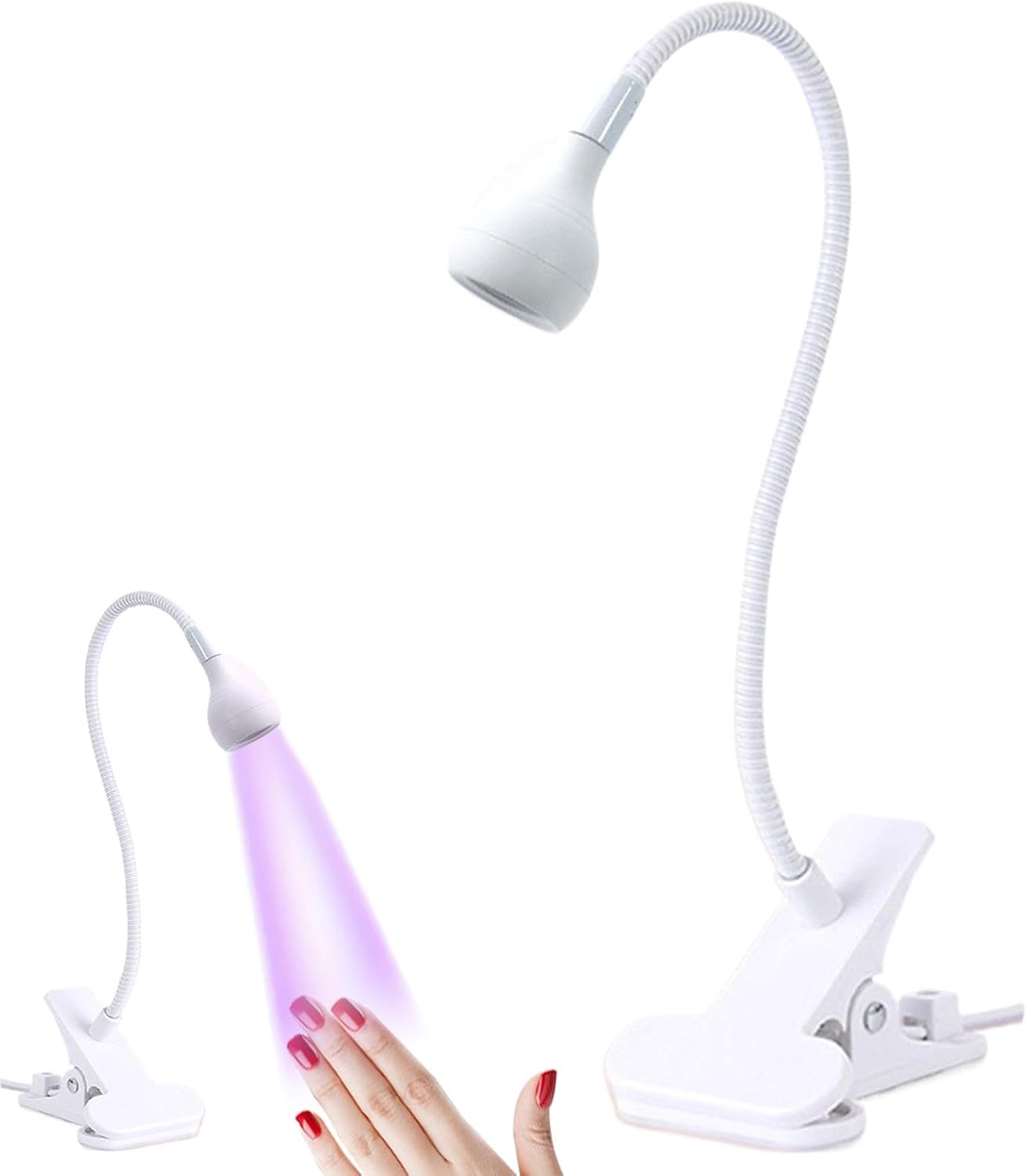 Filvczt Gooseneck UV Lamp for Gel X Nails, Gooseneck LED Nail Lamp Clip, Small USB Portable Manicure Dryer Nail Accessories for Home Salon, Fast and Even Curing