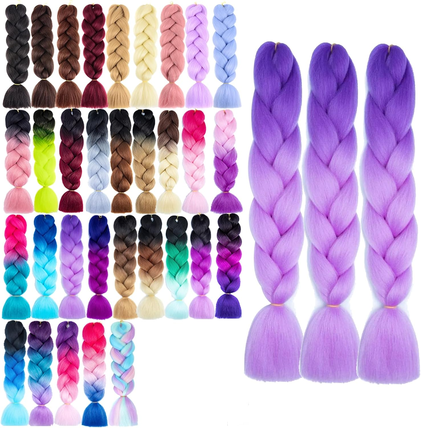 Kanekalon Jumbo Braiding Hair Extensions High Temperature Fiber Crochet Twist Braids 24Inch 3Pcs/Lot (B41) - 1B image number 4