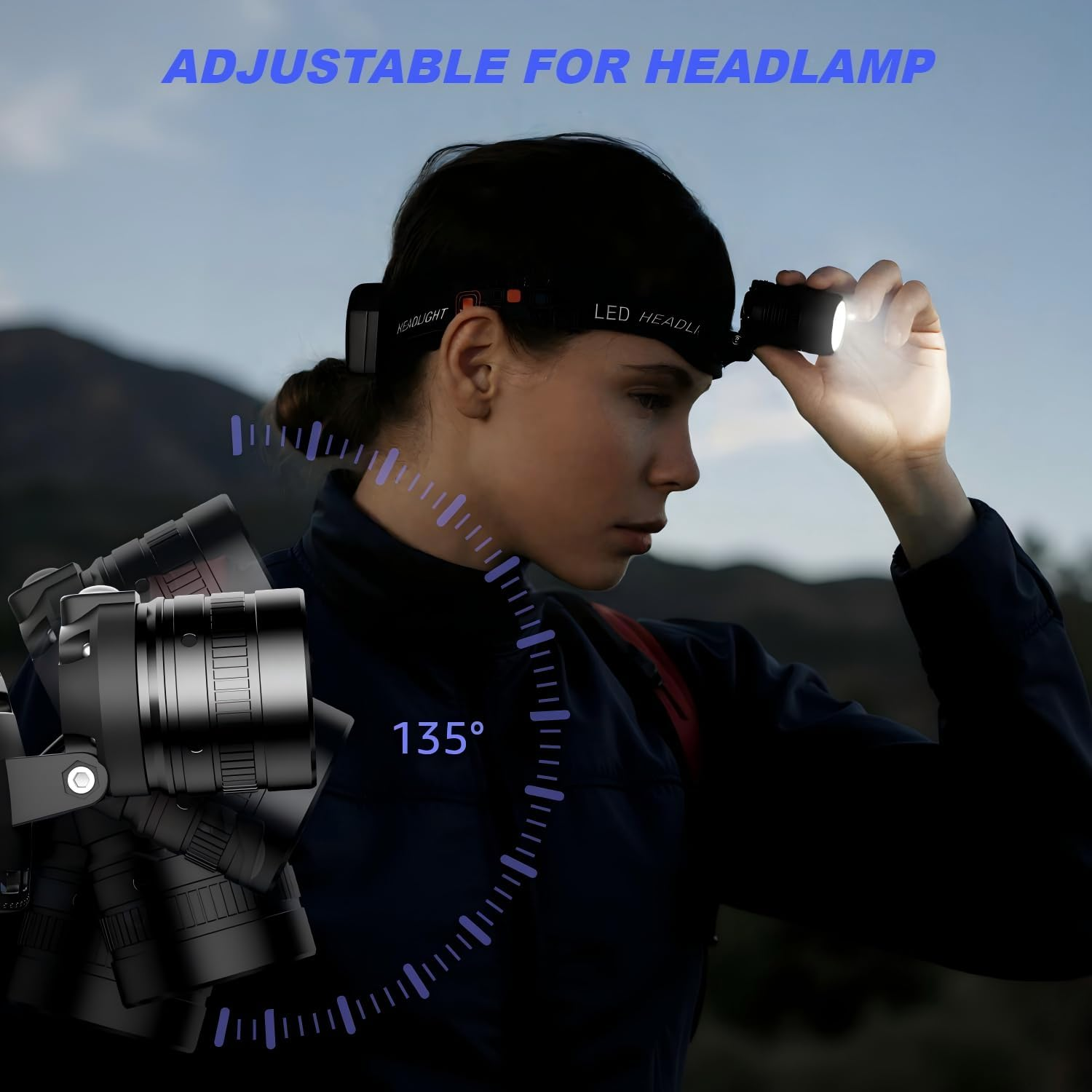 Rechargeable Headlamp 3600Mah, 6 Lighting Modes, Adjustable Focus, IPX4 Miner'S Light, Angle-Adjustable Miner'S Light, LED Forehead Lamp image number 2