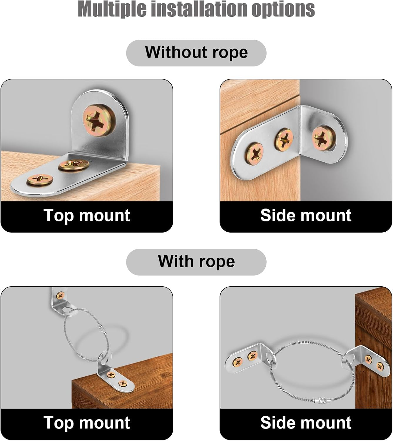 24Pcs Furniture Anchors, Anti-Tip Furniture Anchors Stainless Steel Furniture Wall Anchor Falling Furniture Straps Prevention Furniture Anchors for Baby Proofing Safety image number 4