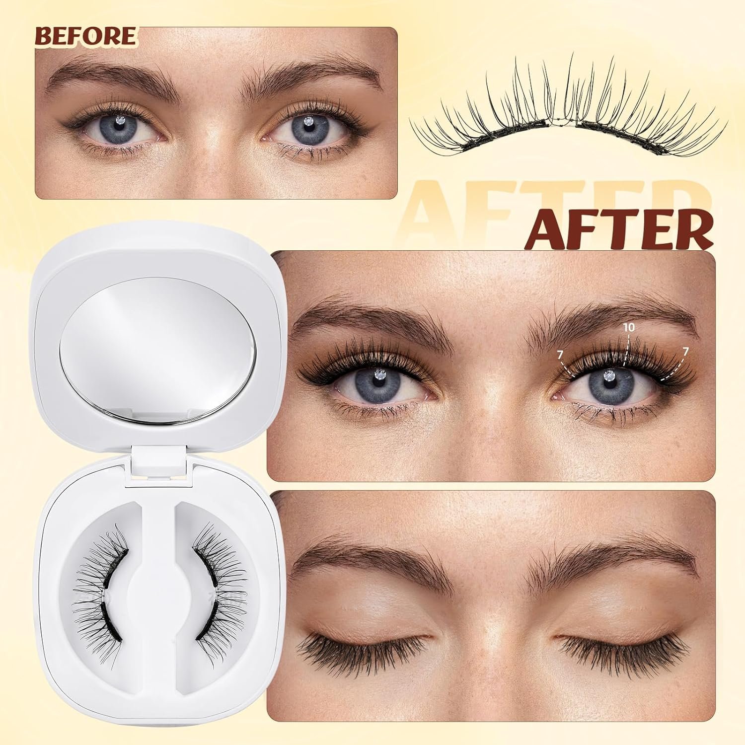 QUEWEL Upgrade Soft Magnetic Eyelashes Natural Look, Reusable Magnetic Lashes with Applicator, No Glue Needed, Windproof & Waterproof for All-Day Comfort (Soft-E) - Black Magnetic Eyelashes 002 Kit image number 5