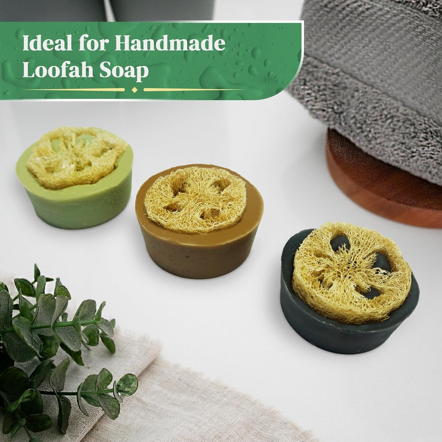 Natural Loofah Slices for Soap Making (20 Pack) - Organic Loufa Slices Cuts - Loofah Bulk - Soap Making Supplies - Natural Luffa Soap Making image number 2