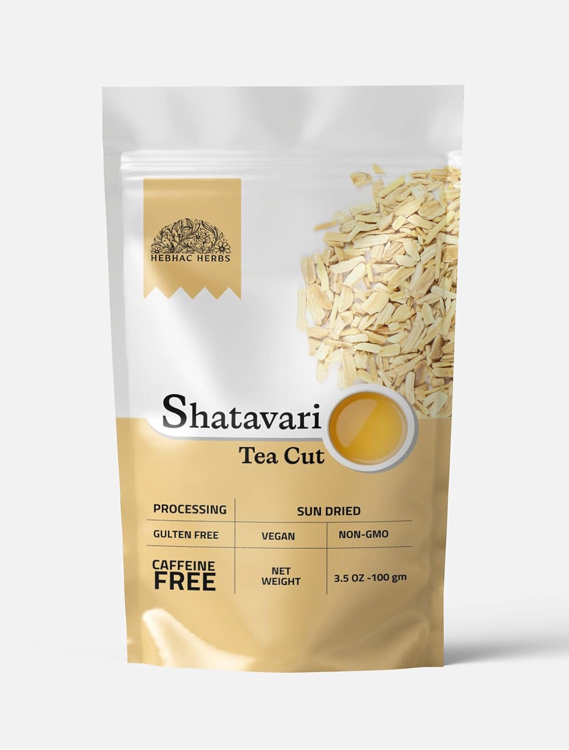 Shatavari Root Tea Cut 100 G | Cut & Sifted for Herbal Tea | Organic Asparagus Racemosus from India| Premium Naturally Dried Shatavari Root (Shatavri, Satawar) by Hebhac Herbals image number 4