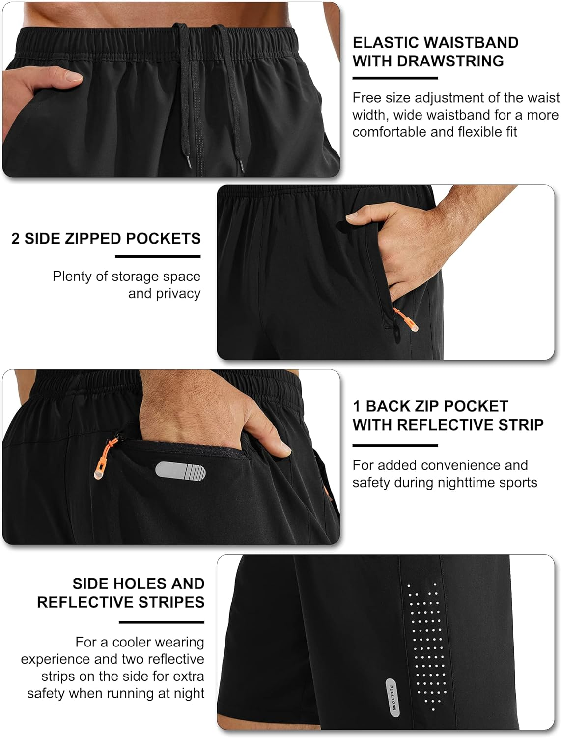 Zoofly Gym Shorts for Men Quick Dry Fitness Sports Running Shorts Mens Soft Breathable with Zip Pockets image number 6