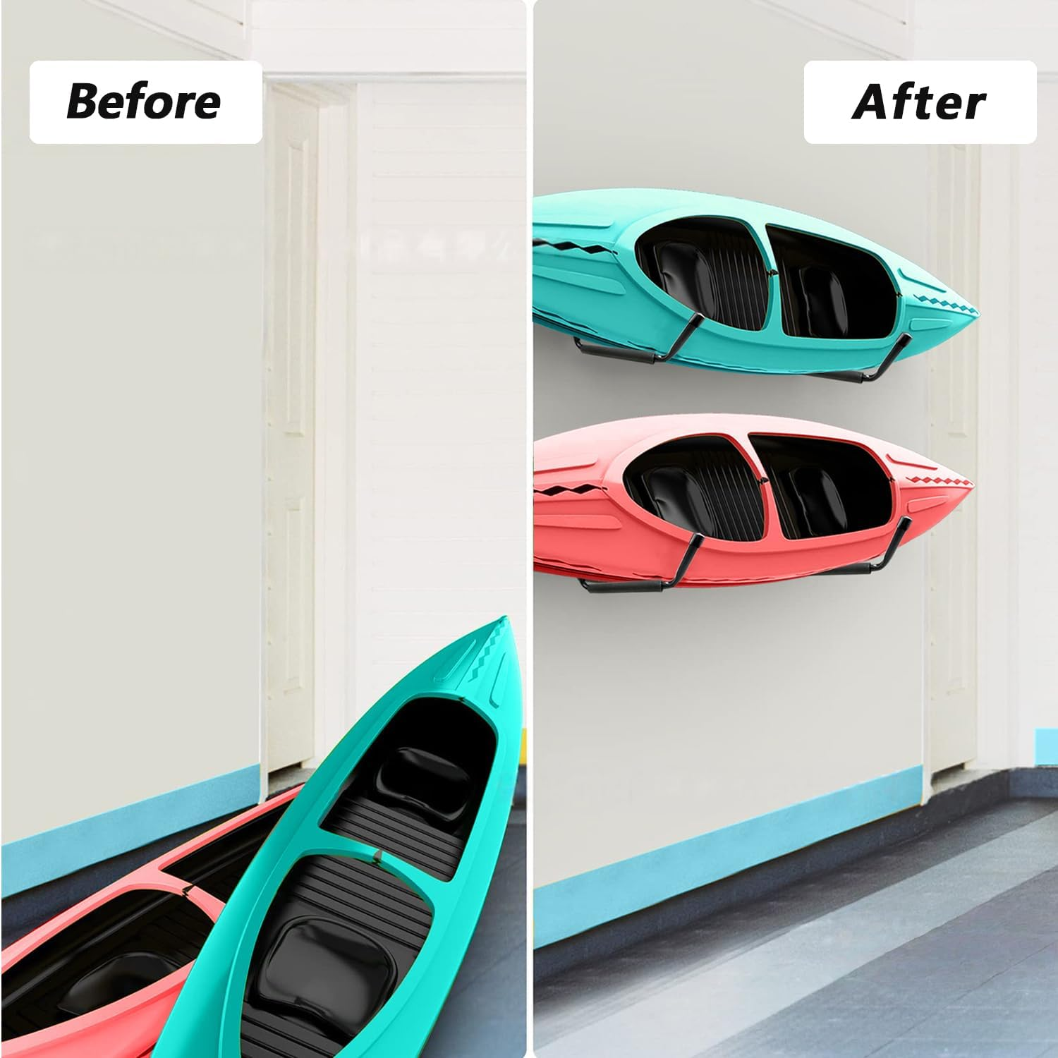 4Pcs Wall-Mounted Kayak Rack Outdoor Kayak Storage Rack Heavy Duty Paddleboards Hanger 15.15X9.84In for Garage Indoor Outdoor Garden Ladder Bike Paddleboards Surfboard Apartment Beach