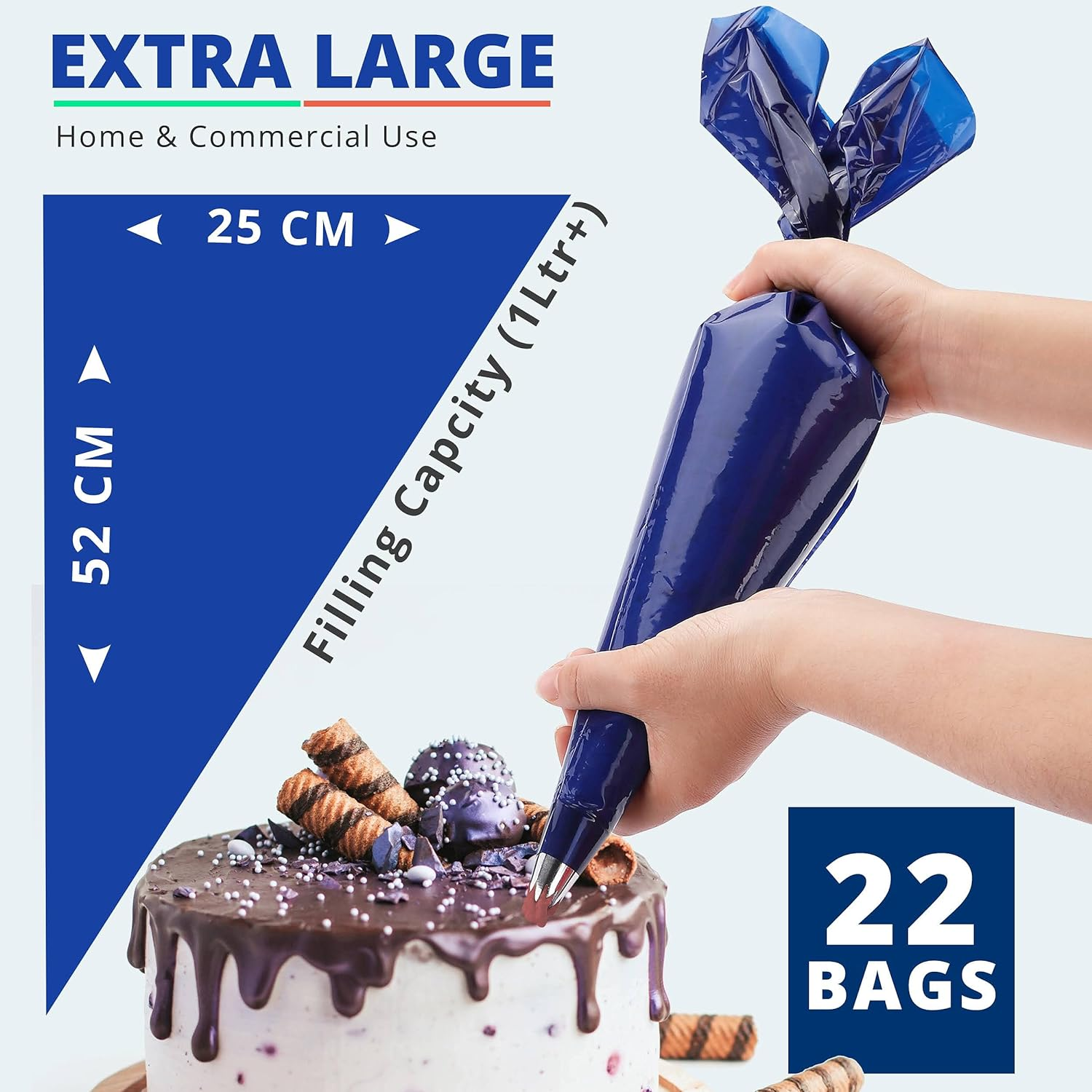 Treat Story Large Disposable Piping Bags - 21-Inch, Easy-To-Use Thick Icing Bags for Cake and Dessert Decorations, Non-Bursting Material, Non-Slip Grip - Pack of 22 image number 4