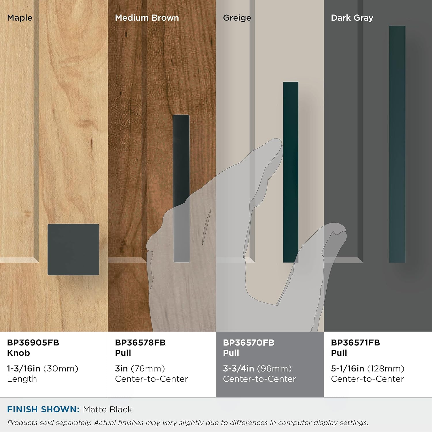 Amerock | Cabinet Pull | Matte Black | 3-3/4 Inch (96 Mm) Center-To-Center | Monument | 1 Pack | Drawer Pull | Drawer Handle | Cabinet Hardware image number 4