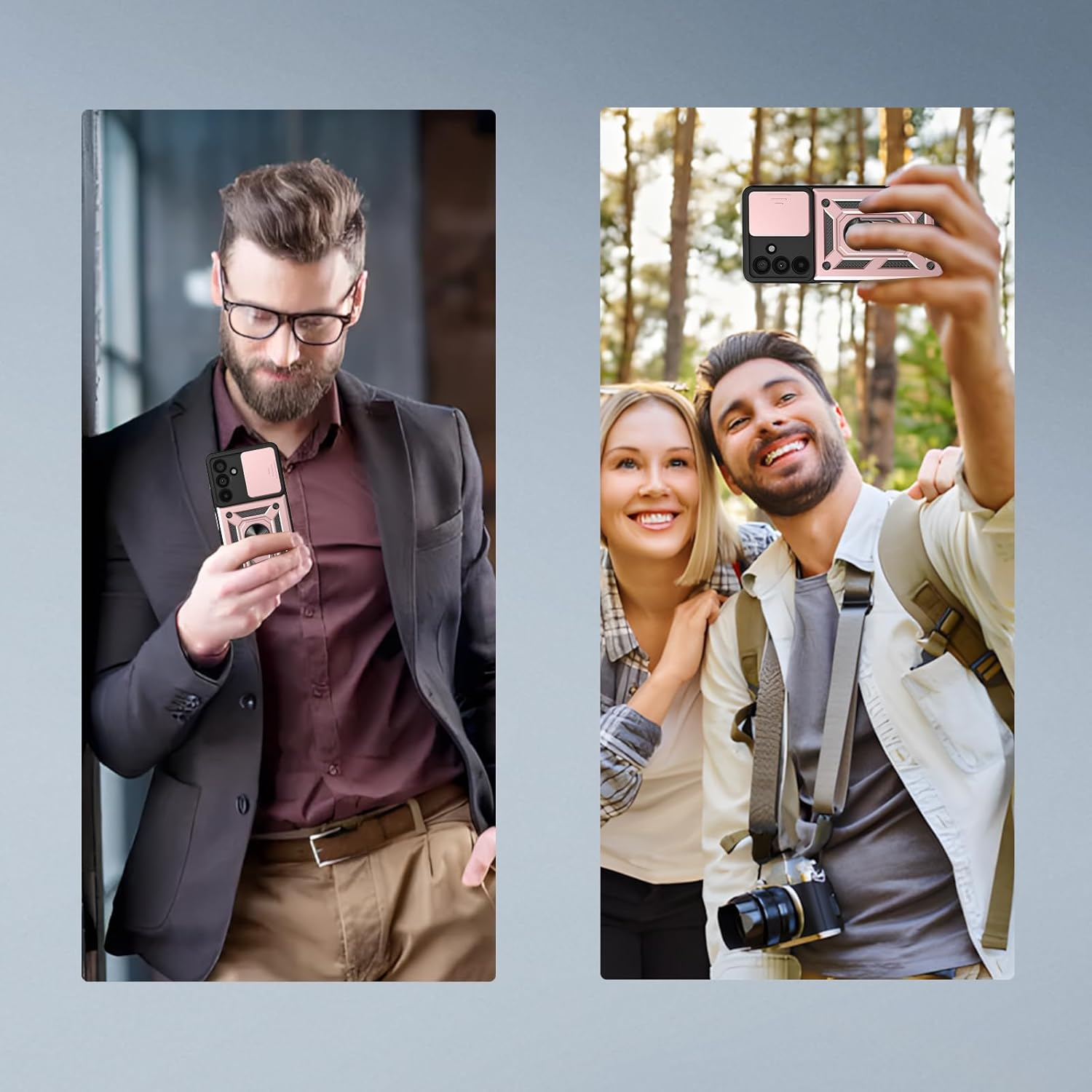 Case for Samsung S26, Camera Protection with Slide Camera, Armour Protective Case with 360 Degree Ring, Metal Holder Magnetic Stand, Silicone Shockproof Mobile Phone Case, Rose Gold image number 5