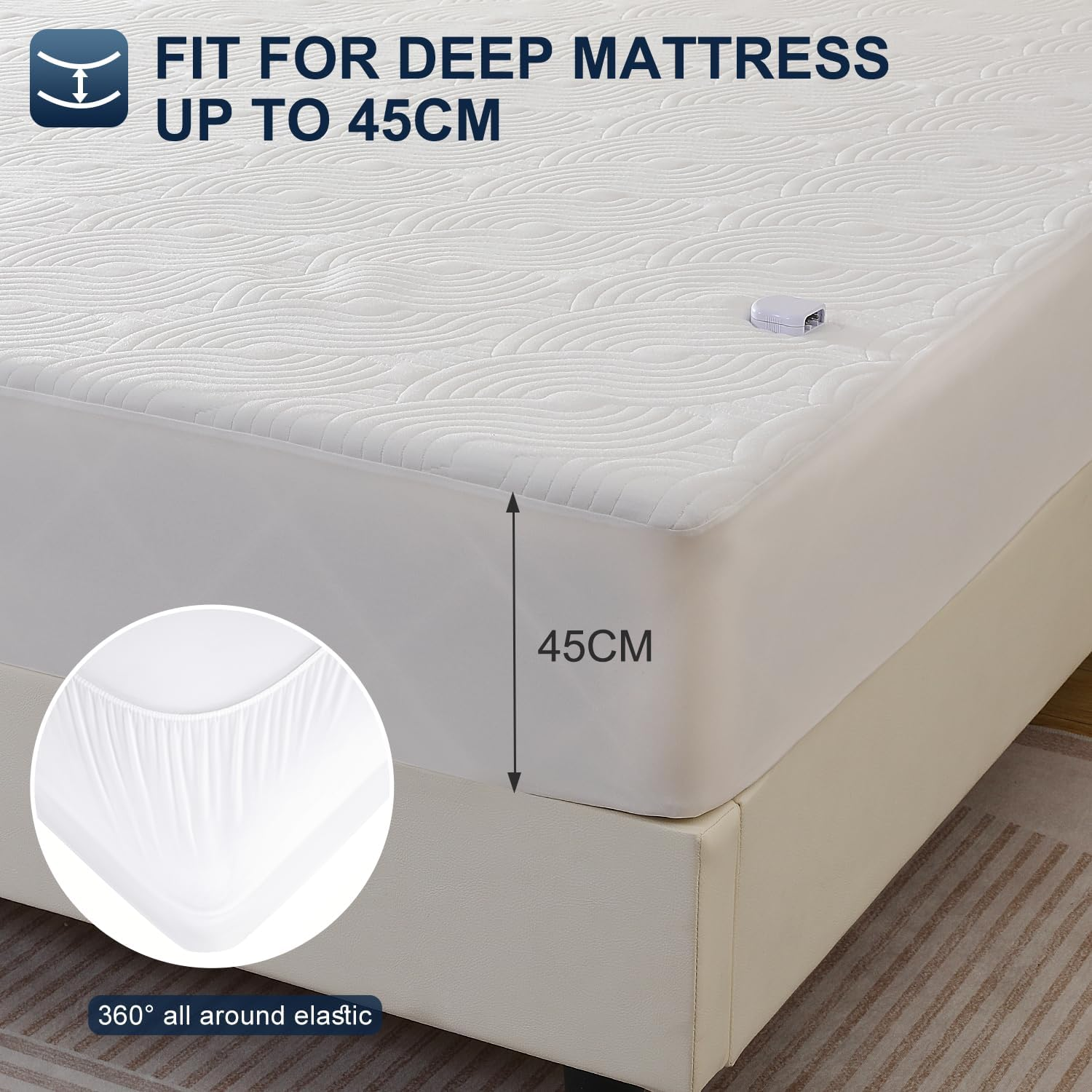 Dual Control Electric Blanket King Fitted - 182X203Cm Air Layer Heated Underblanketr with 10 Heat Settings Controller & 1-9 Hrs Auto Off,Deep Pocket Bed Warmer,Machine Washable