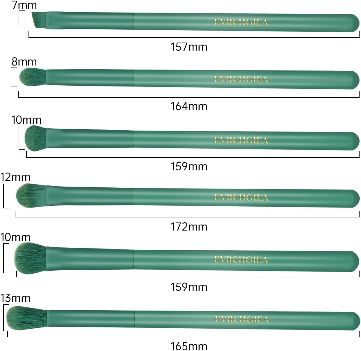 Eye Makeup Brush Set, 6 Pcs Professional Blending Eyeshadow Makeup Brushes for Concealer Eyebrows Eyeliner, Soft Hairs & Wood Handle (Green)&hellip; - Black 6Pcs image number 2