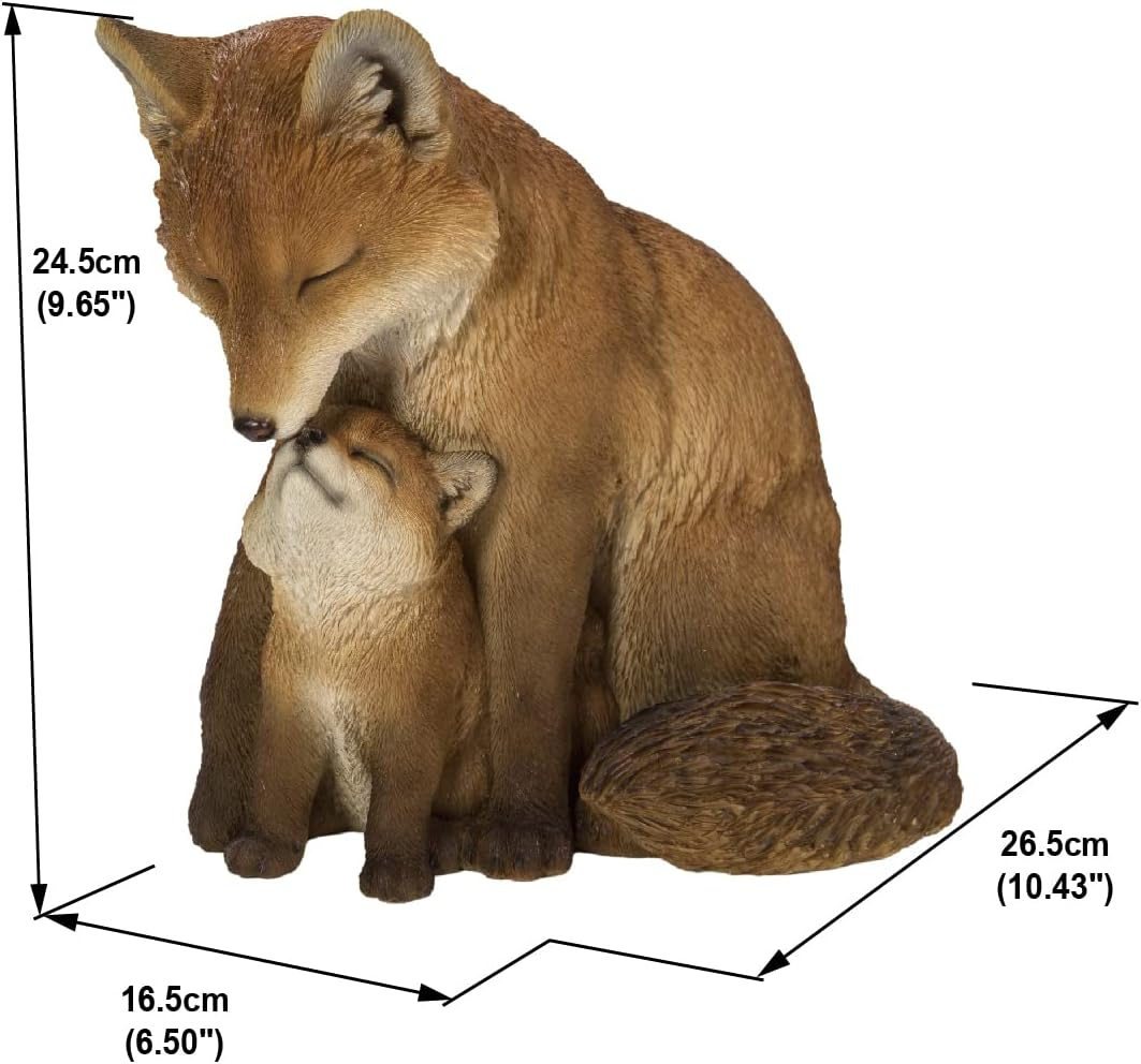 Hi-Line Gift Cuddling Mother and Baby Fox Garden Statue, Brown (87719-I) image number 1