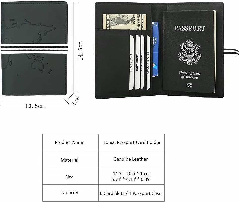 Iziv Passport Holder Travel Cover Case Leather Slim RFID Blocking Passport Travelling Wallet for Men Multifunction ID Credit Cards Cover Case with Elastic Strap image number 2