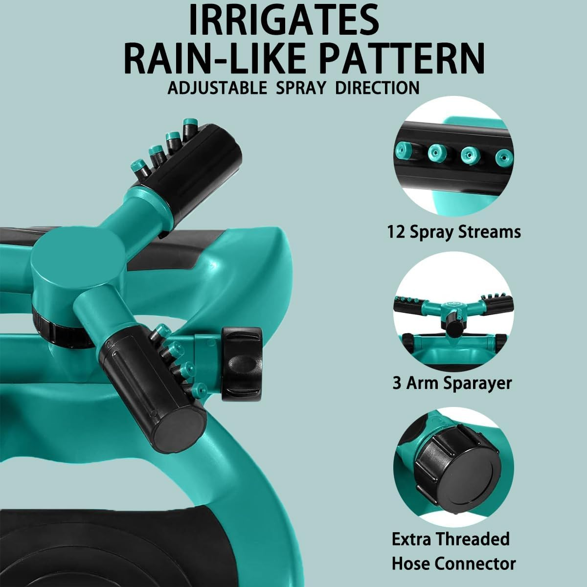 Sprinkler for Yard, Rotating Garden Sprinkler for Large Area Coverage, Lawn and Yard Sprinklers (Green) image number 1