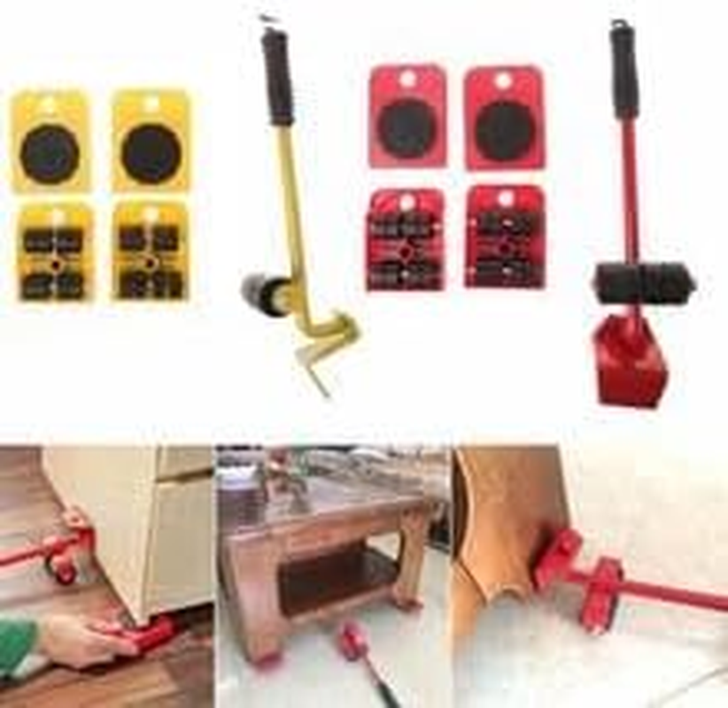 Bliss Gifts & Homewares Furniture Lifter Mover Tools Set I Heavy Duty Multifunctional Furniture Lifter with 4 Wheeled Corner Movers I for Sofas Couches Refrigerators I Easy and Safe Moving (Red) image number 2